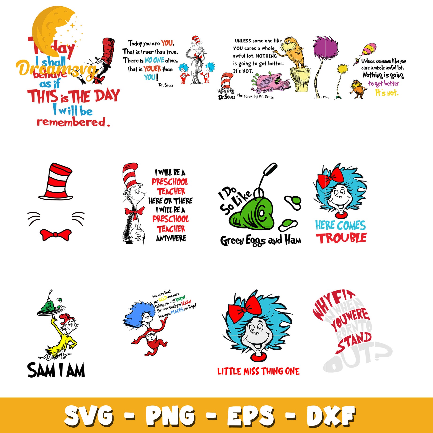 Dr Seuss Inspired Bundle SVG for Educators Fun