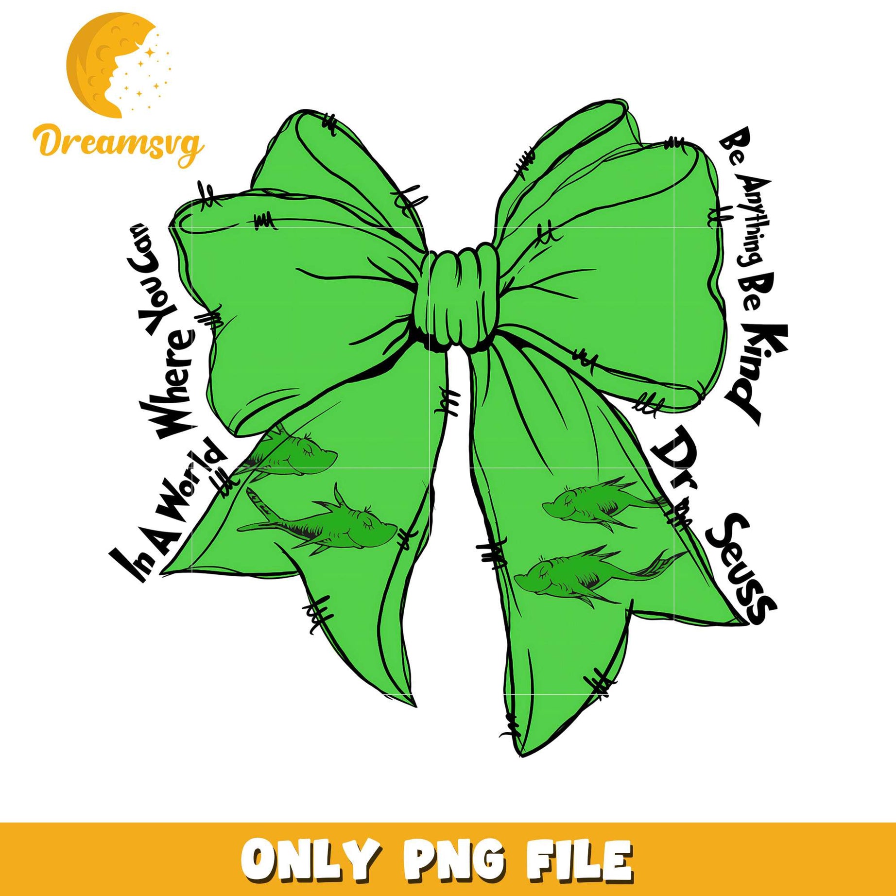 Dr Seuss Inspired Green Bow PNG for Creative Projects