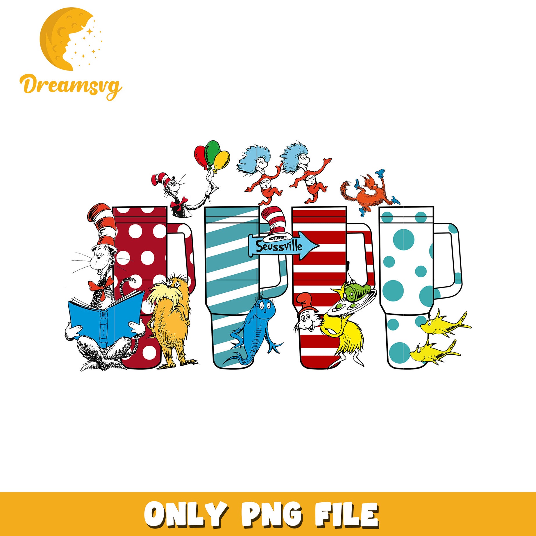 Dr Seuss Mug PNG Sublimation Design