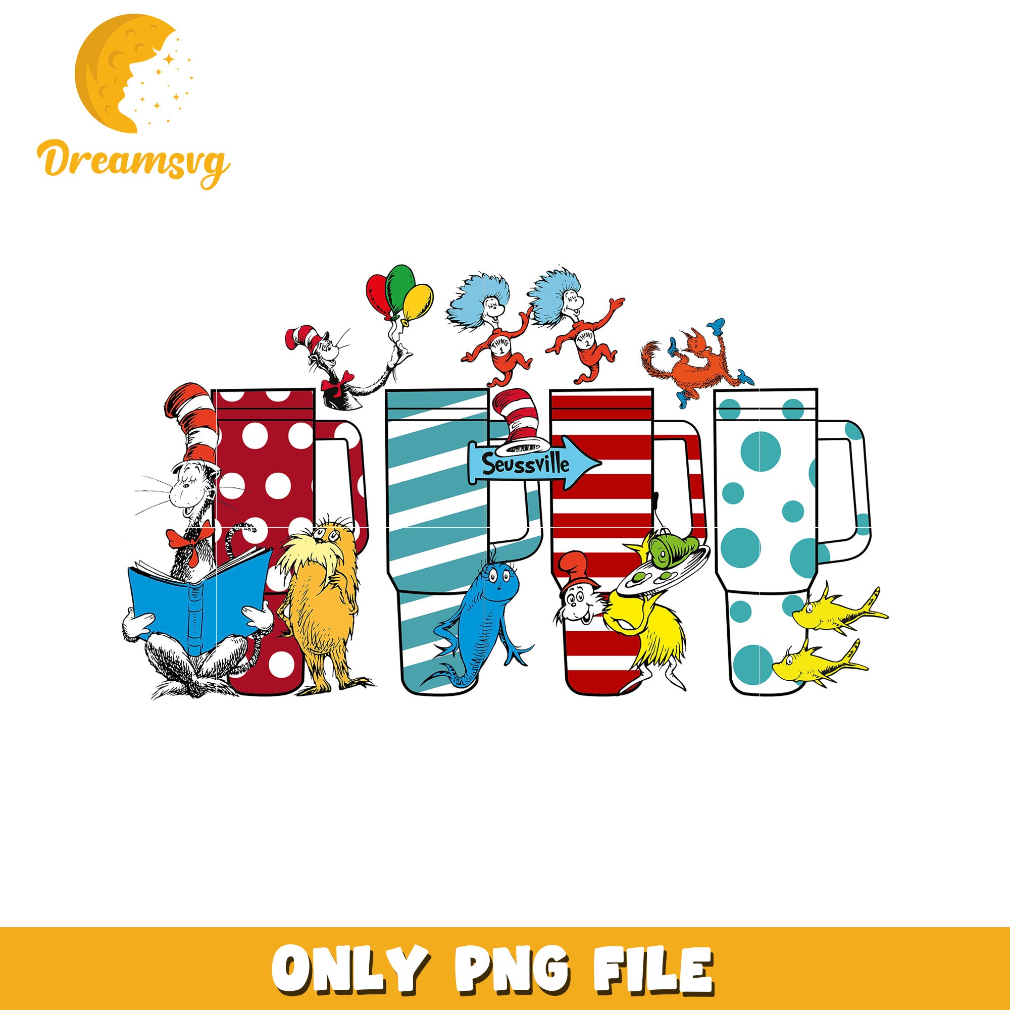 Dr Seuss Mug PNG Sublimation Design