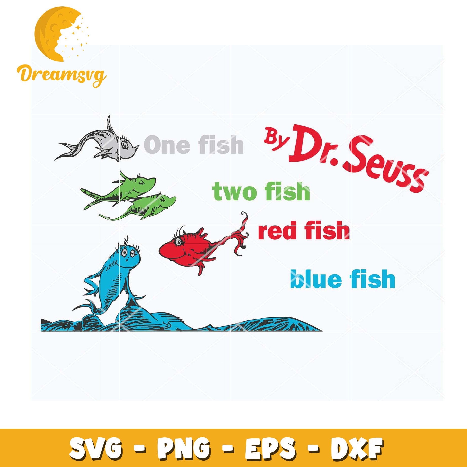 Dr Seuss One Fish Two Fish SVG Cut File