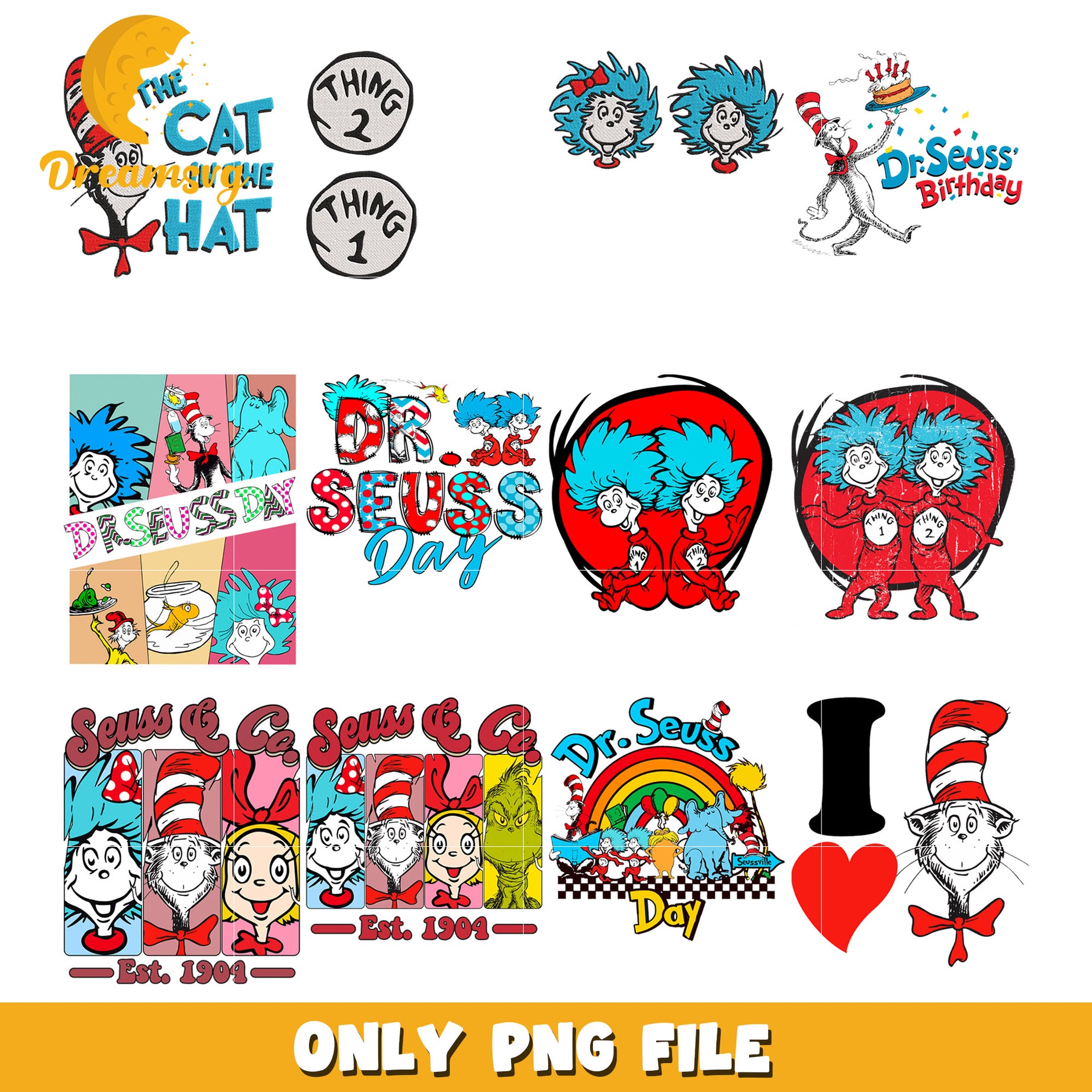 Dr Seuss PNG Bundle Graphics & Designs