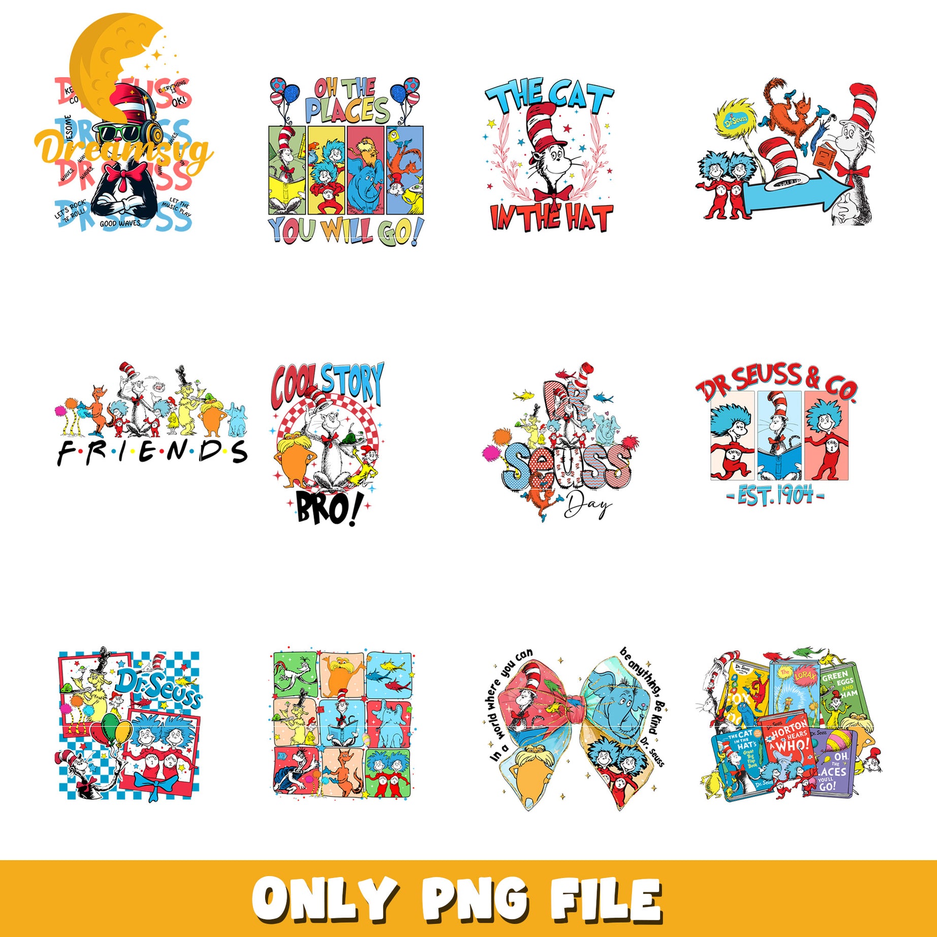 Dr Seuss PNG Bundle Sublimation