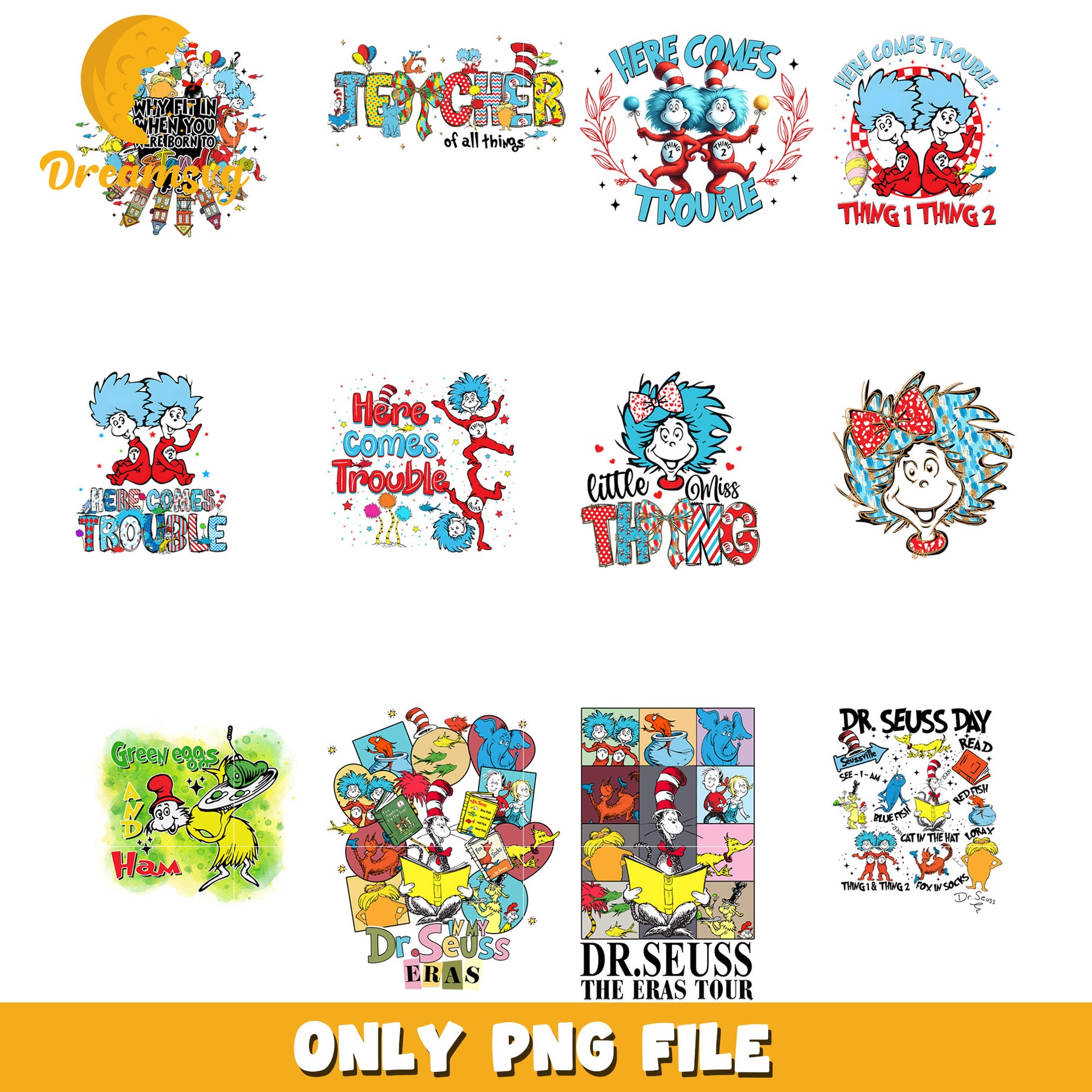 Dr Seuss PNG Bundle Thing 1 & 2