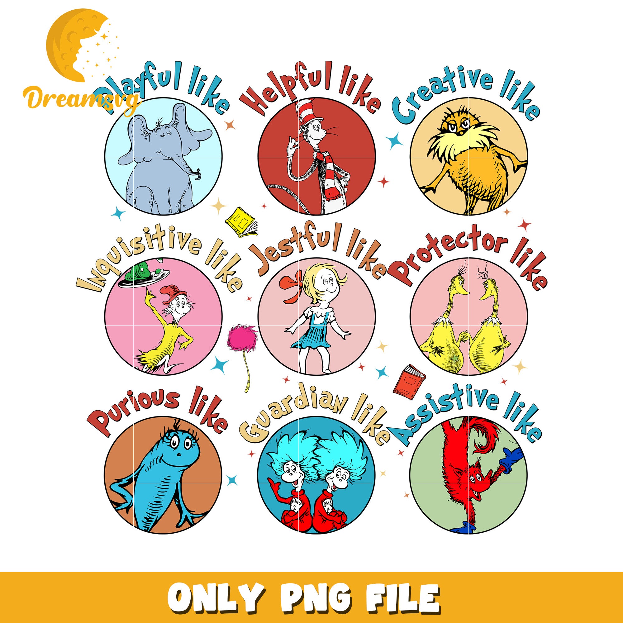 Dr Seuss PNG Sublimation Designs