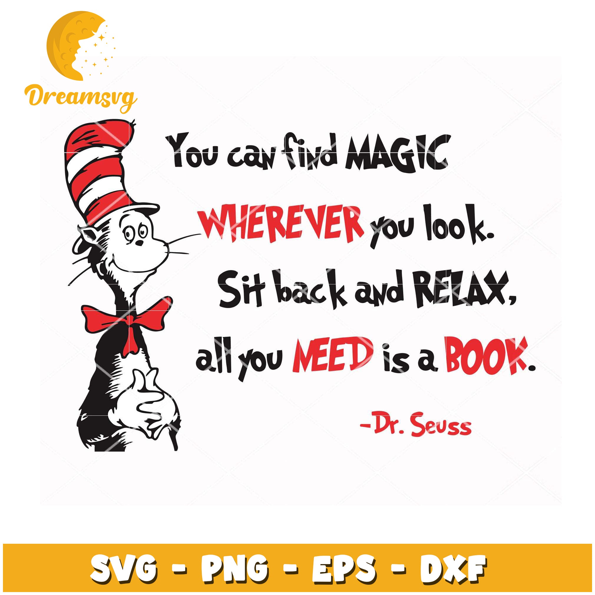 Dr Seuss Quote SVG Instant Download Book Lovers Design