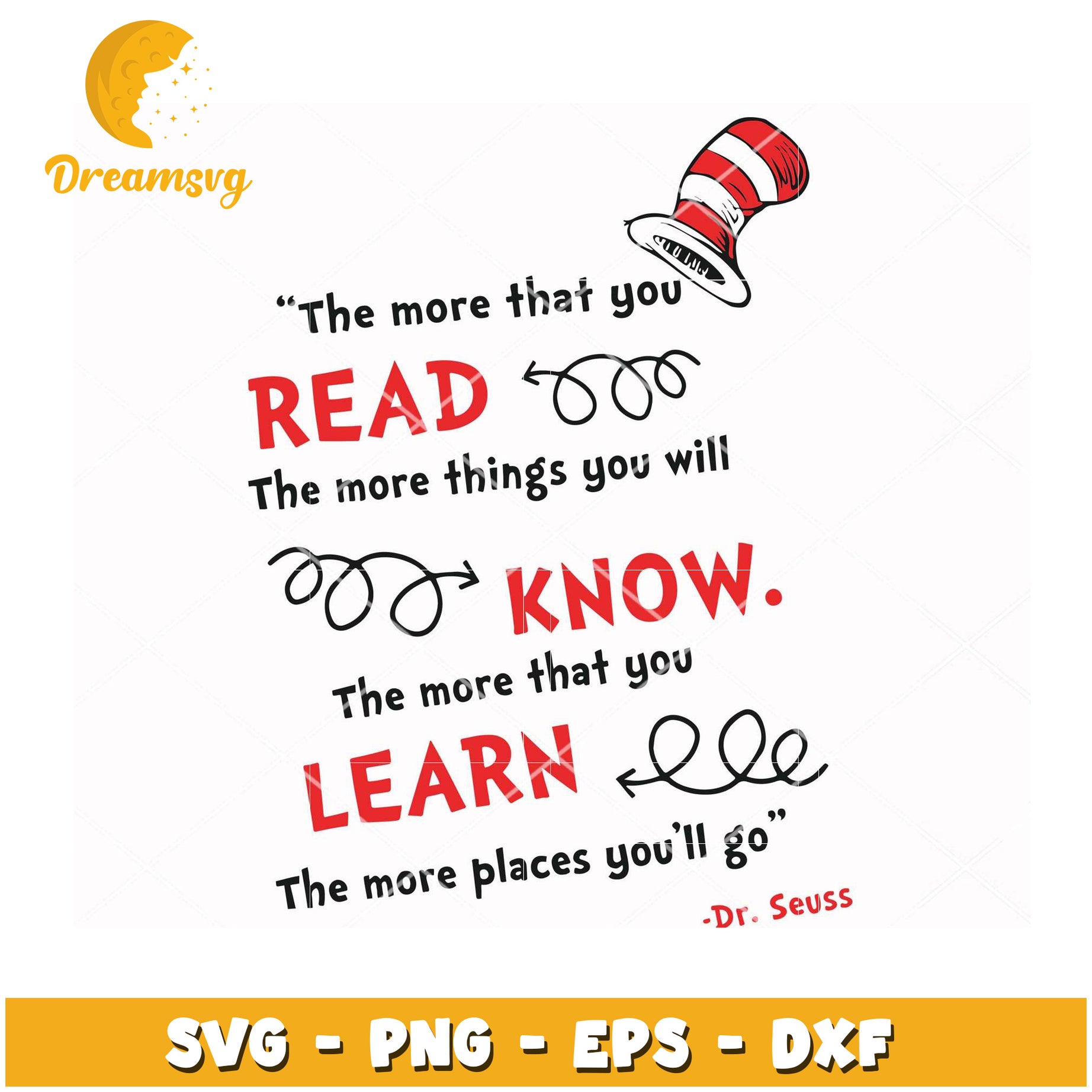 Dr Seuss Quote SVG Instant Download for Reading and Learning Art