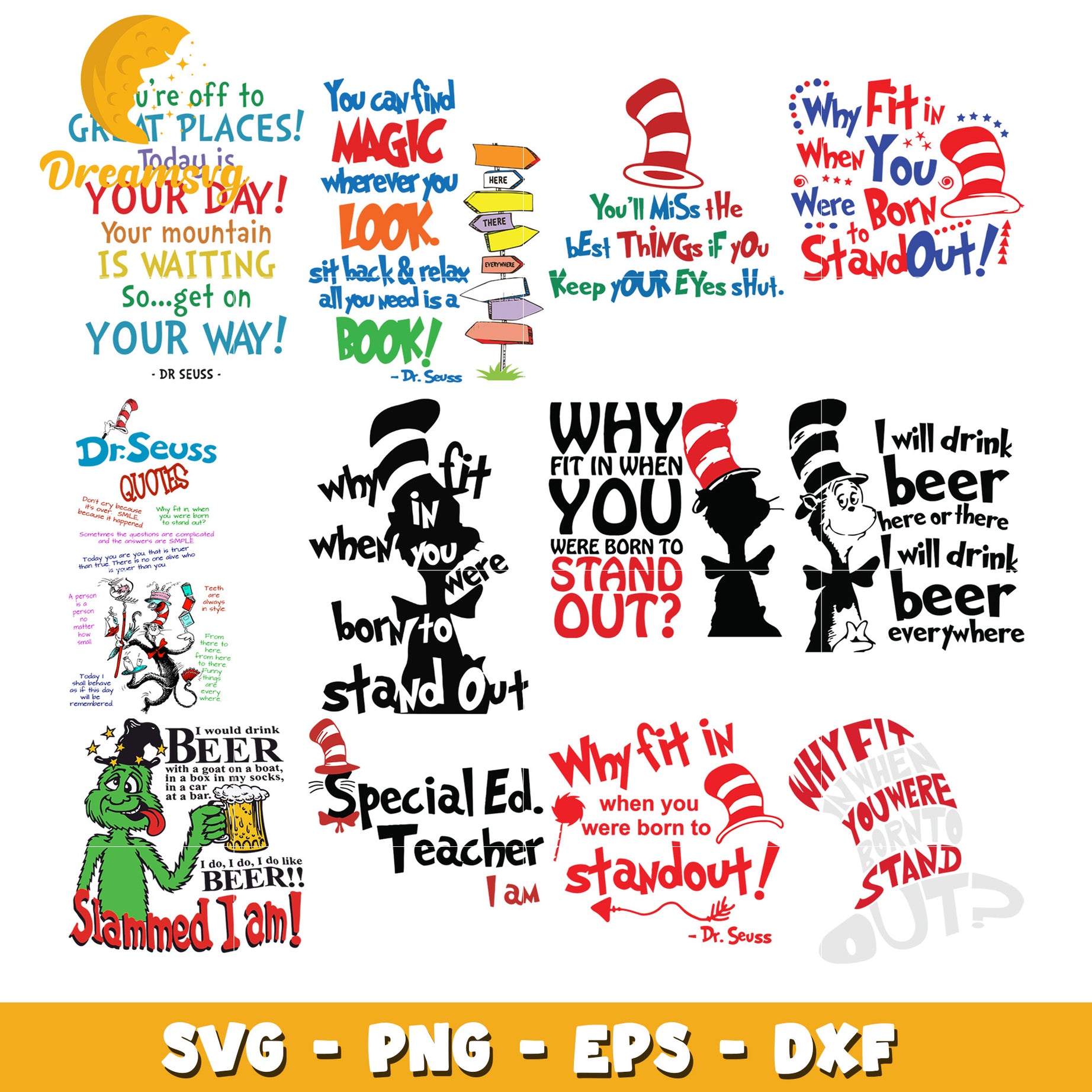 Dr Seuss Quotes SVG Bundle