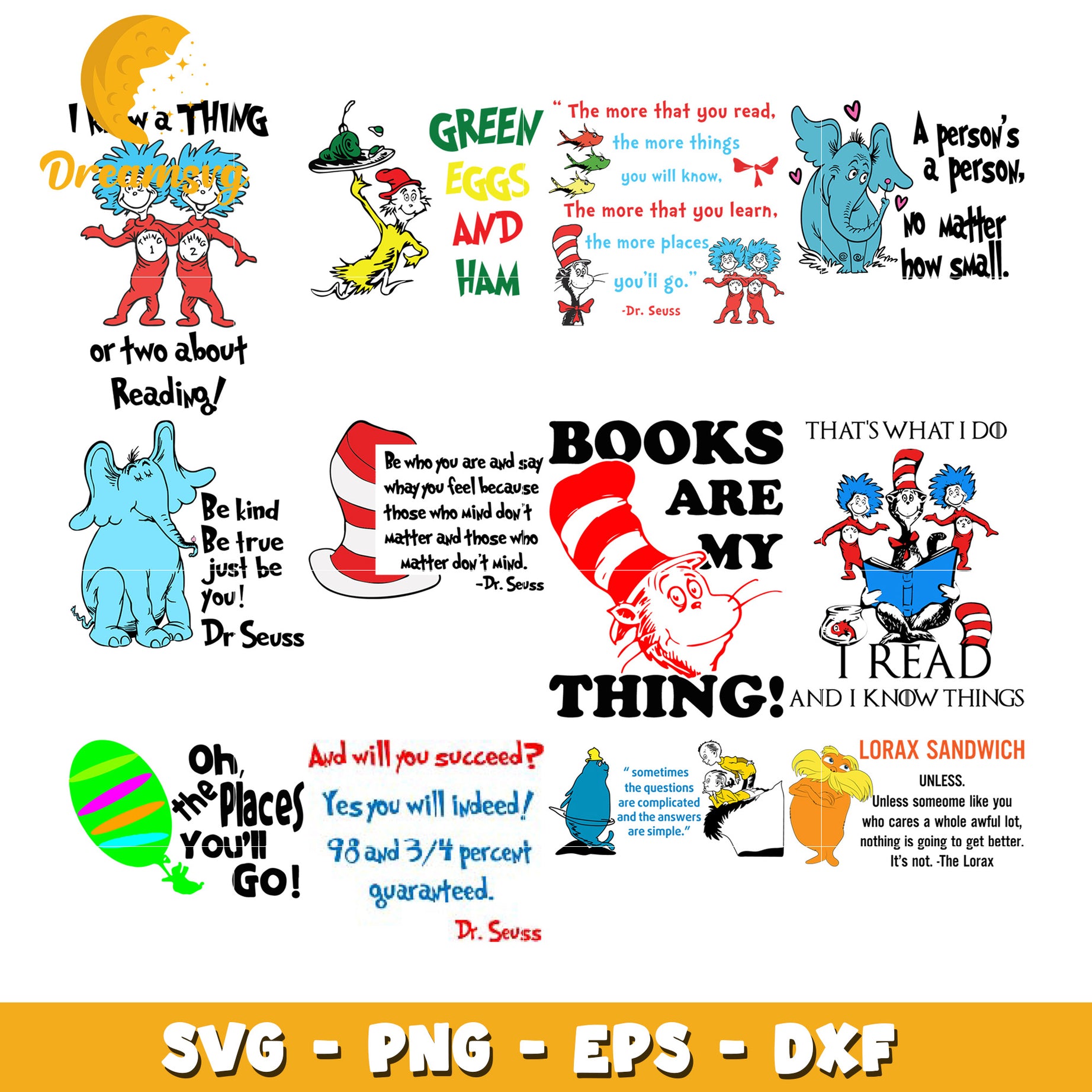 Dr Seuss Quotes SVG Bundle for Fun Creatives