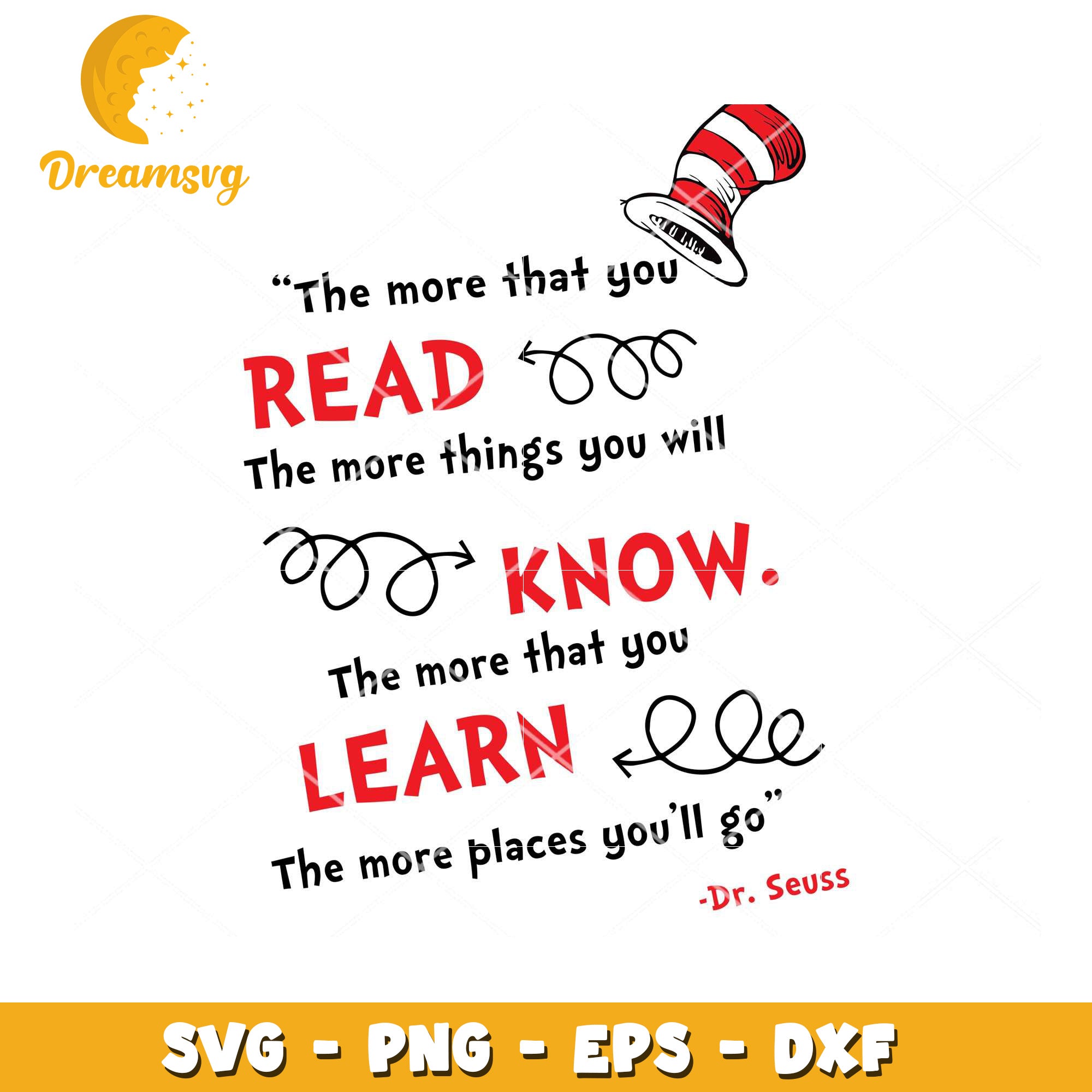 Dr Seuss Read Learn SVG Cut File
