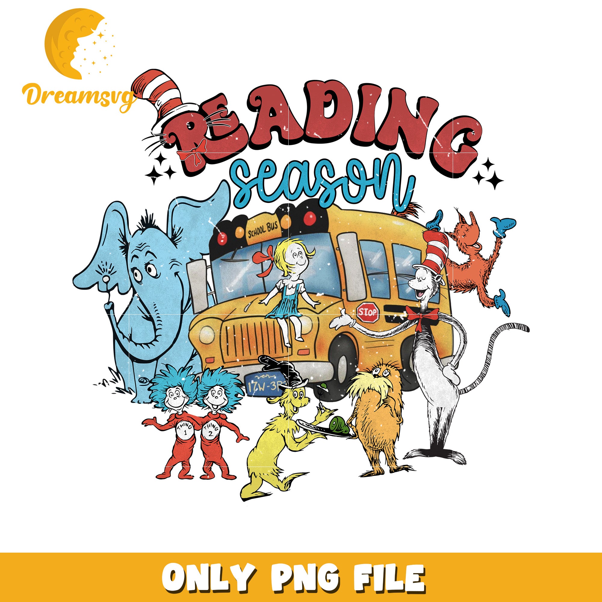 Dr Seuss Reading Season PNG Sublimation