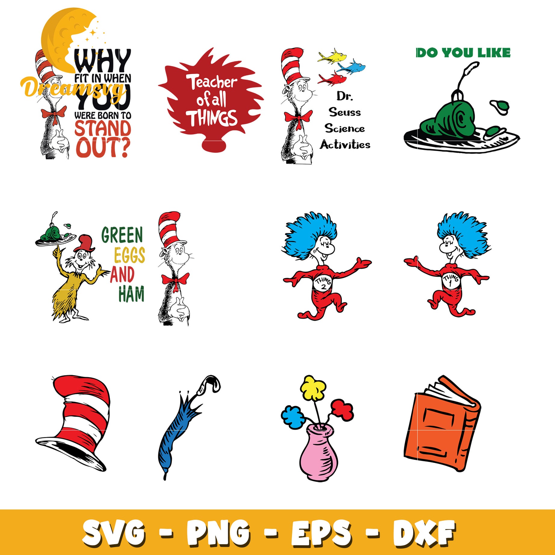 Dr Seuss SVG Bundle Cut Files for Cricut