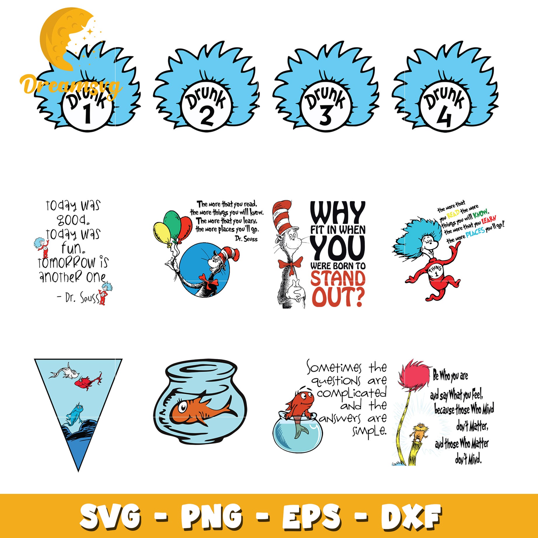 Dr Seuss SVG Bundle Quotes & Illustrations