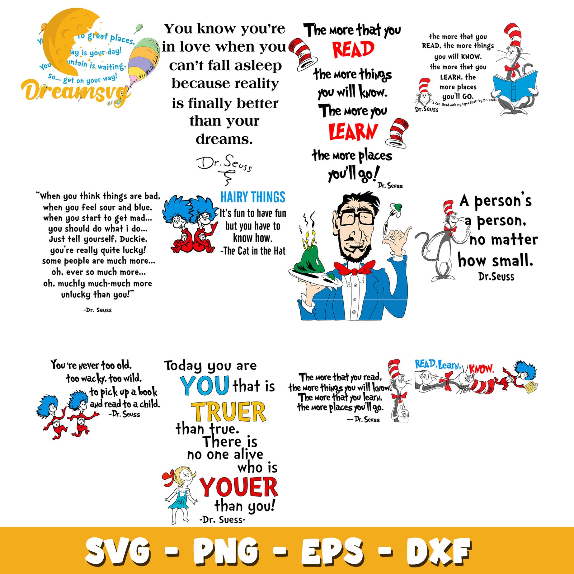 Dr Seuss SVG Bundle Quotes & Images