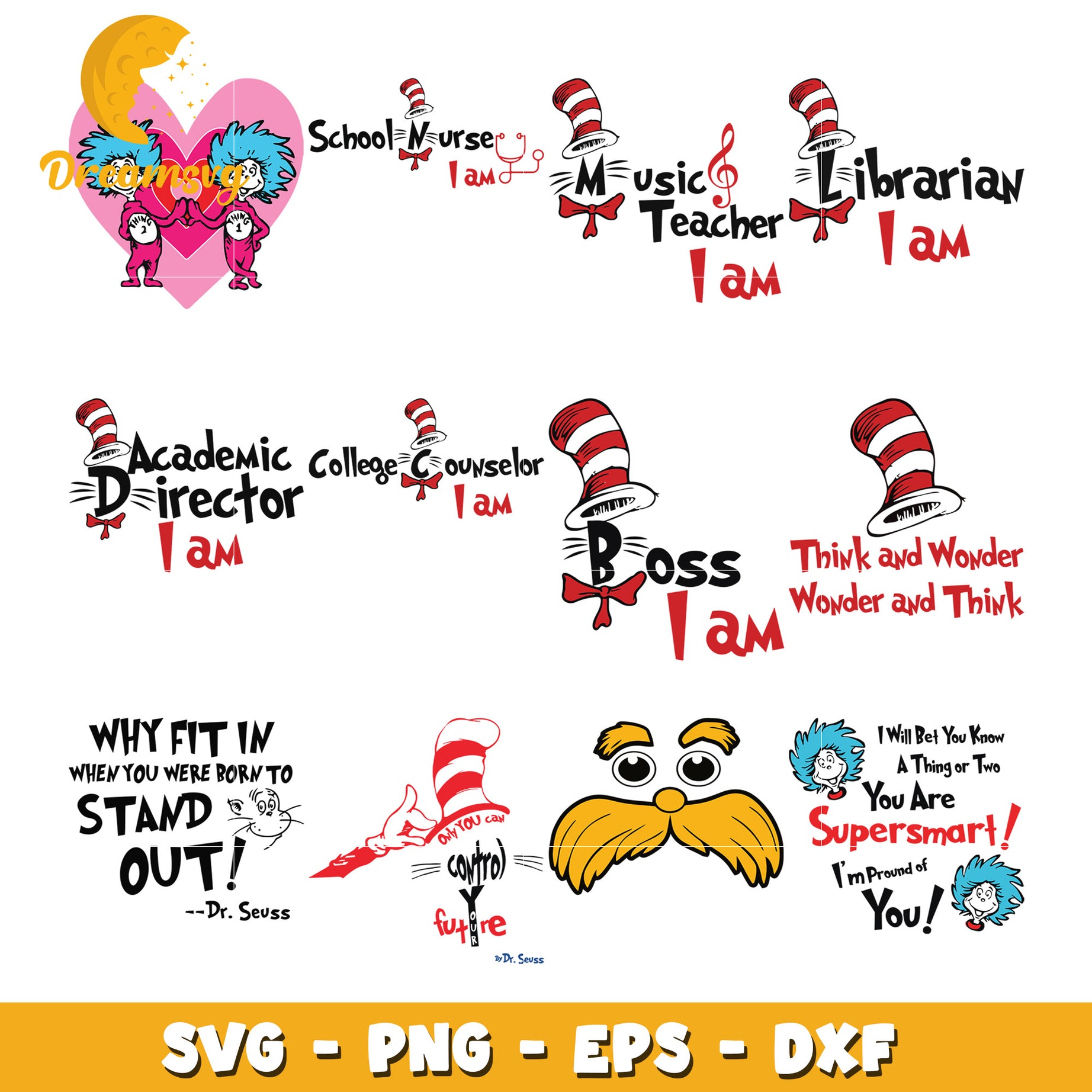 Dr Seuss SVG Bundle Teacher Quotes