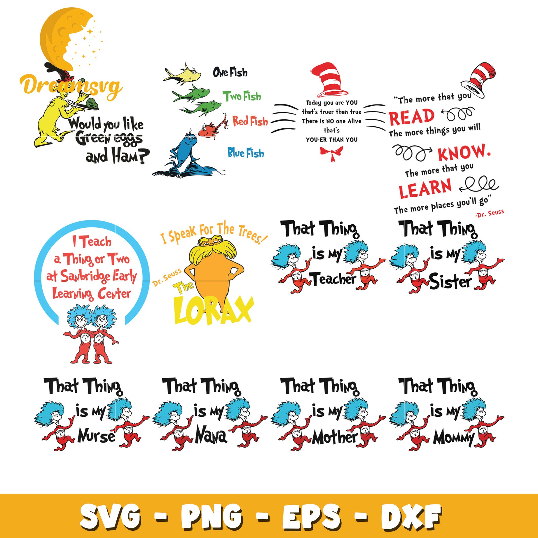 Dr Seuss SVG Bundle Things 1 & 2