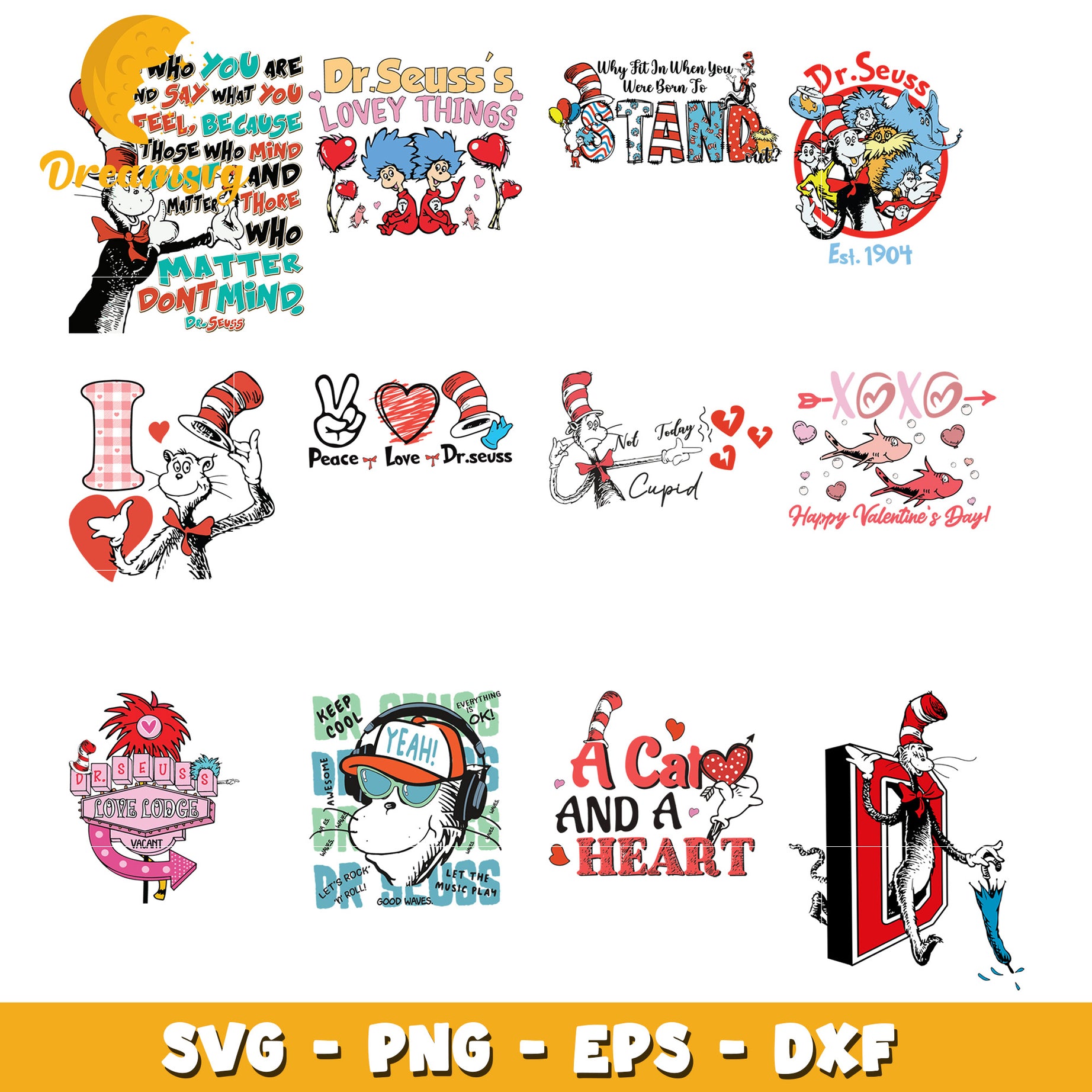 Dr Seuss SVG Bundle Valentines Day Designs