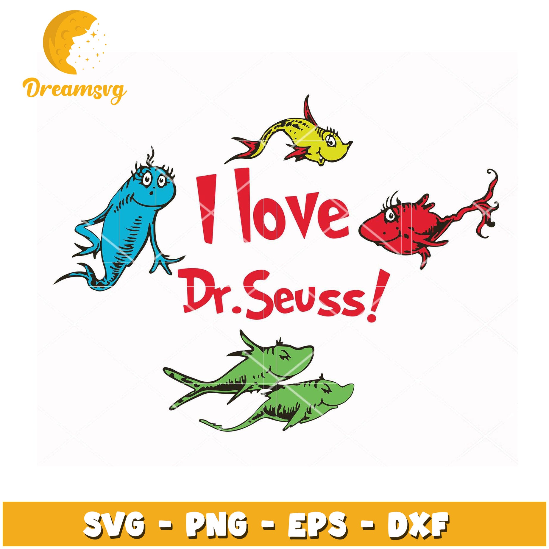 Dr Seuss SVG Fish PNG EPS DXF