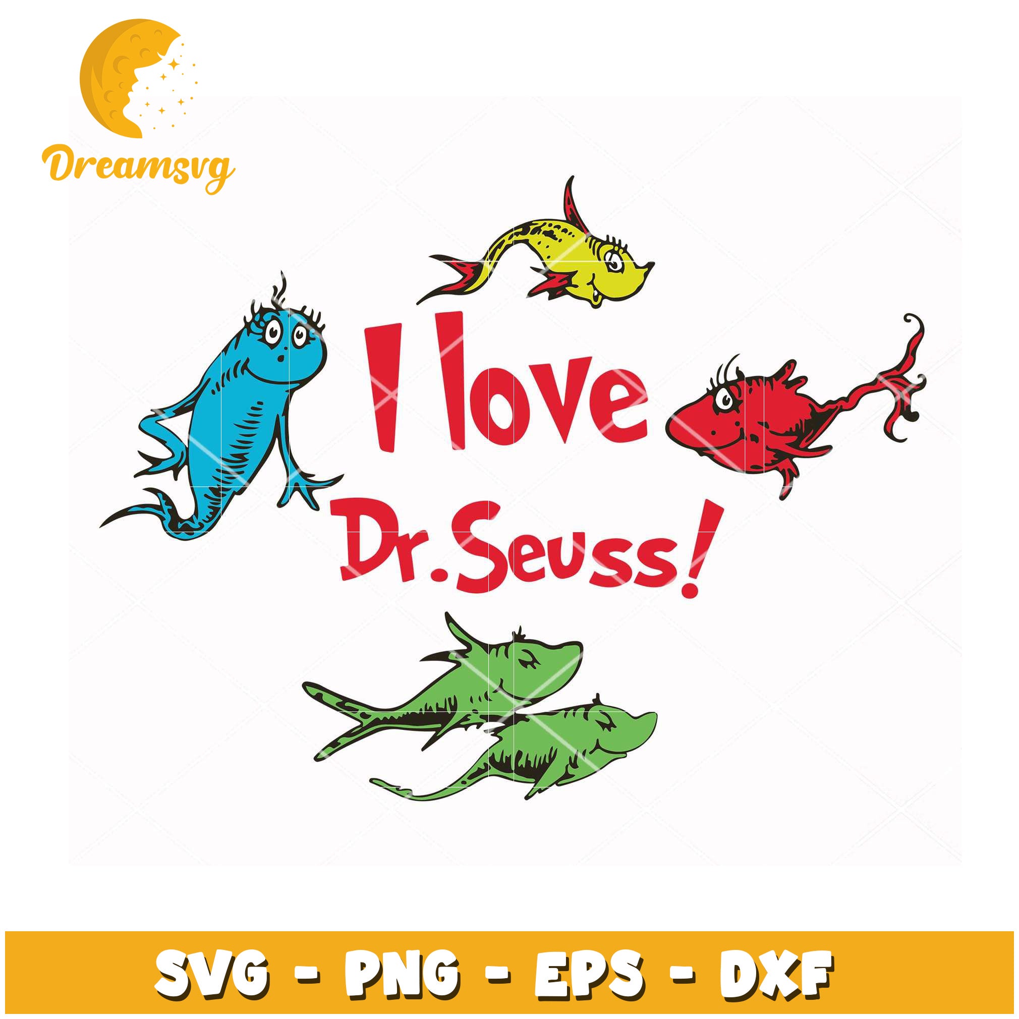 Dr Seuss SVG Fish PNG EPS DXF