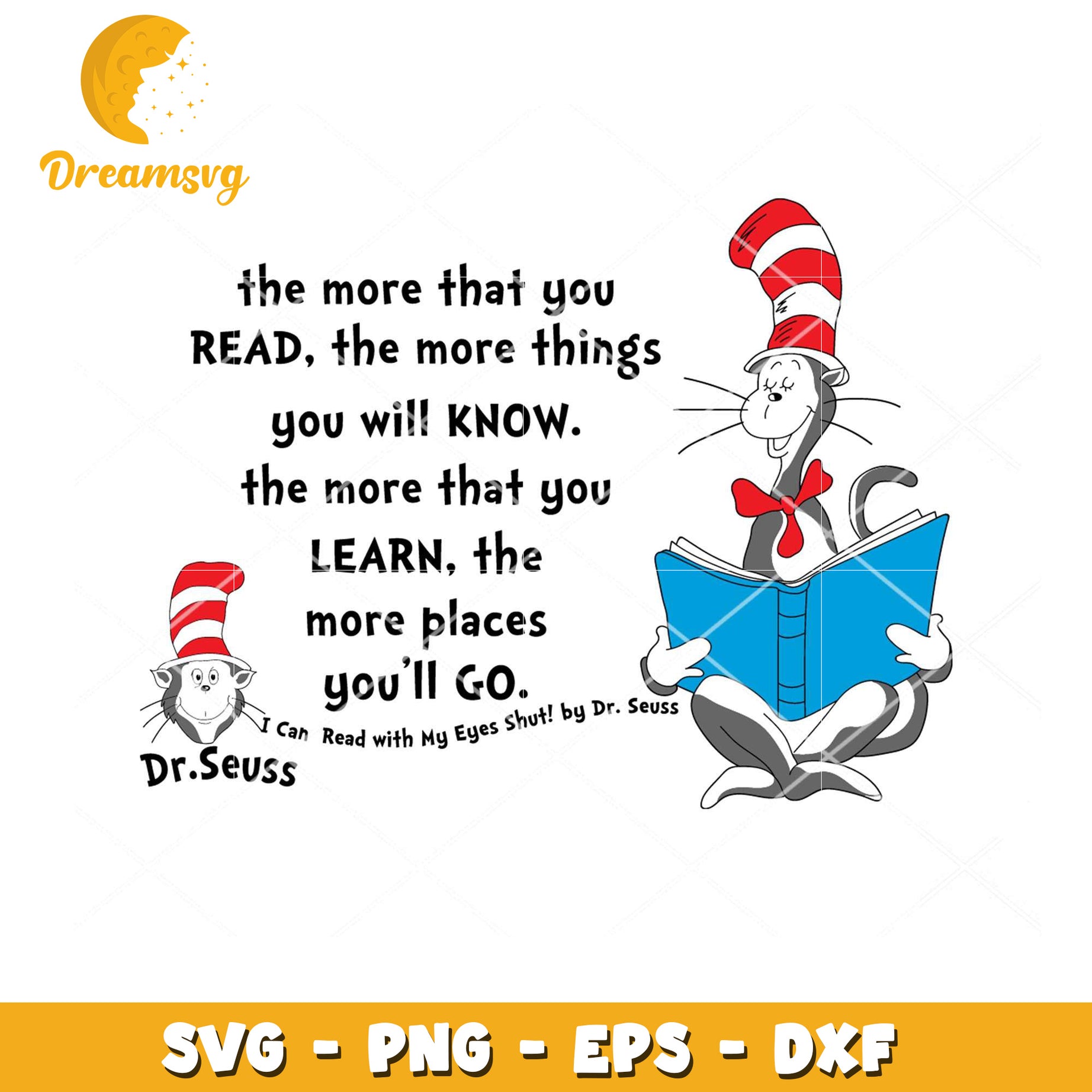Dr Seuss SVG Reading Quote Design