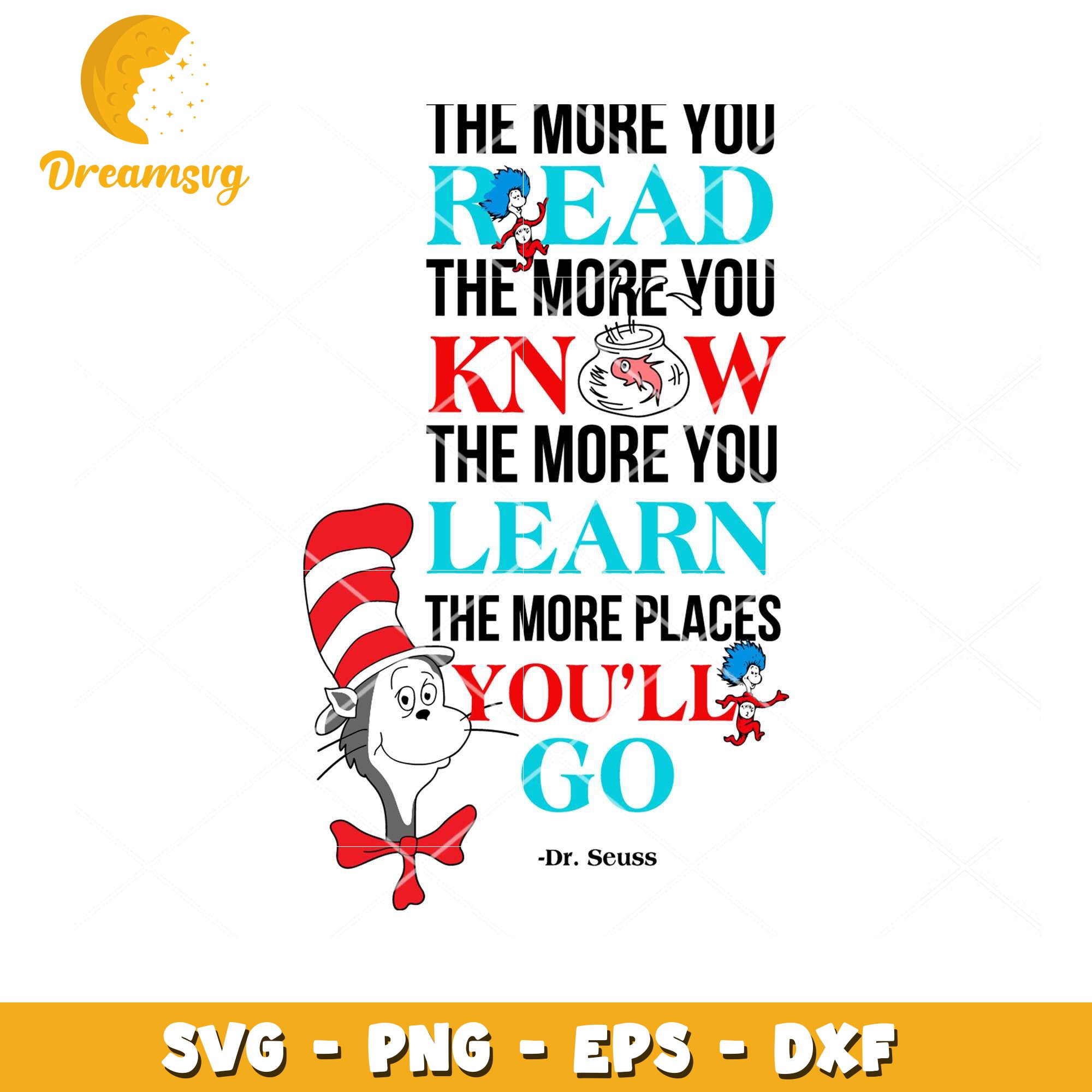 Dr Seuss SVG Reading Quote Instant Download