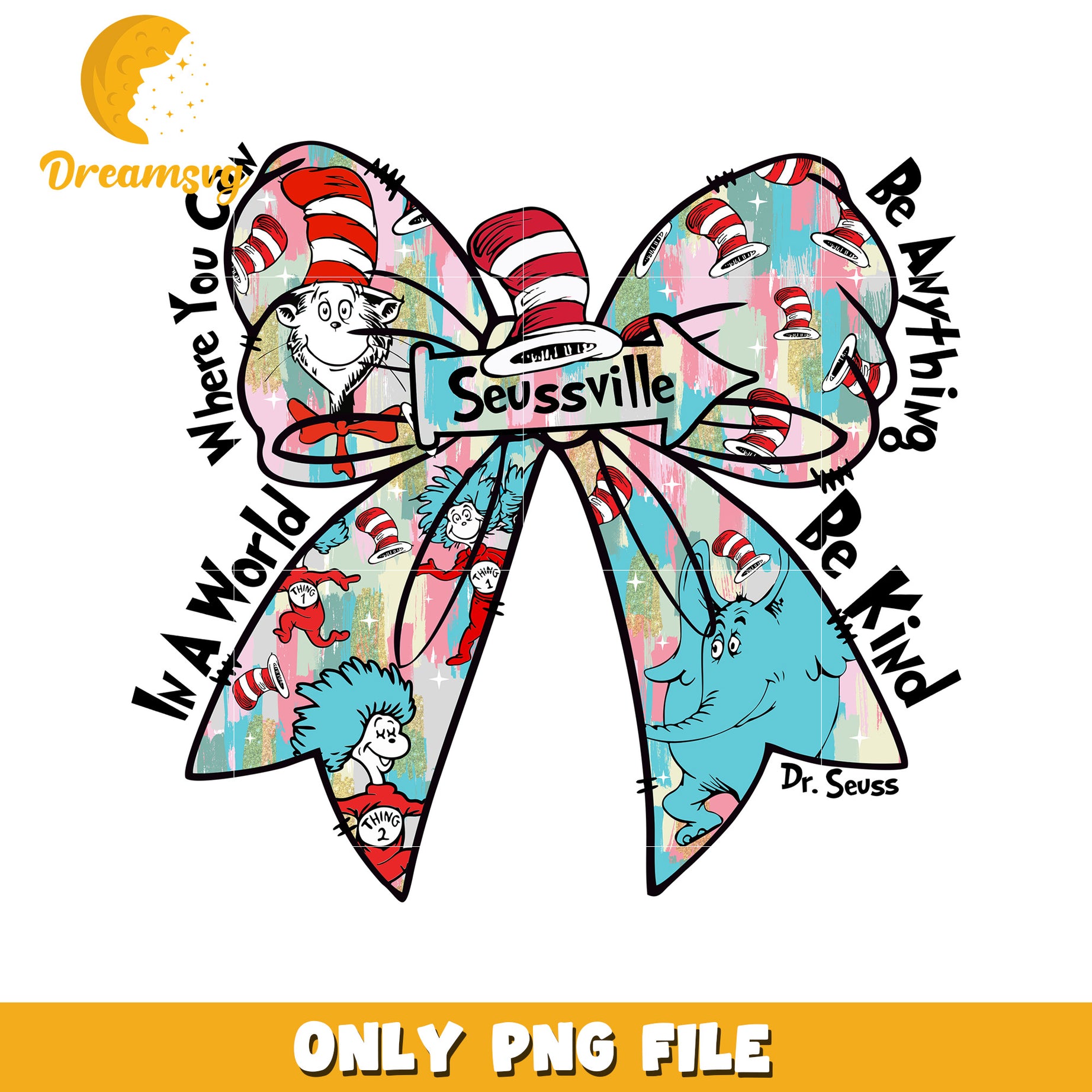 Dr Seuss Seussville Bow PNG Design