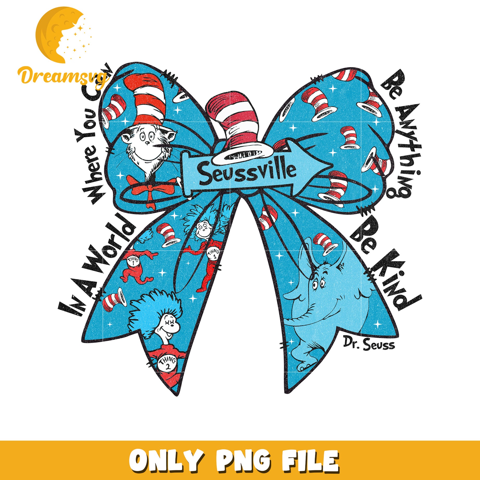 Dr Seuss Seussville Bow PNG Sublimation