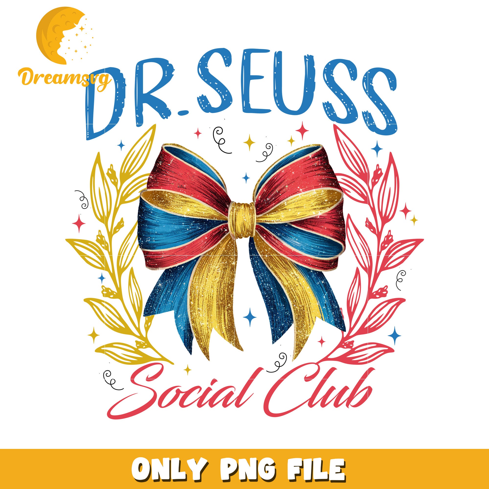 Dr Seuss Social Club Bow PNG Design