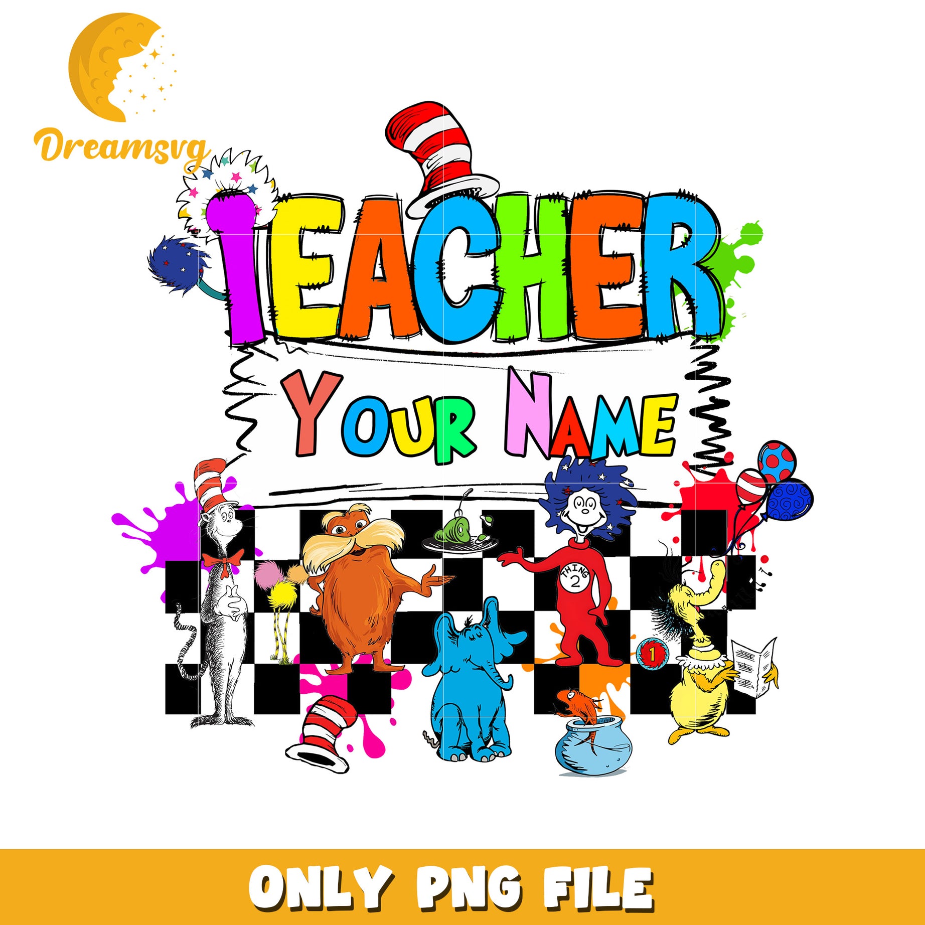 Dr Seuss Teacher PNG Sublimation