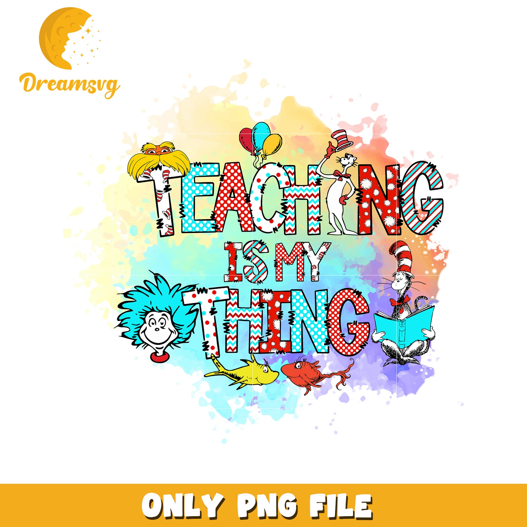 Dr Seuss Teacher PNG Sublimation Design