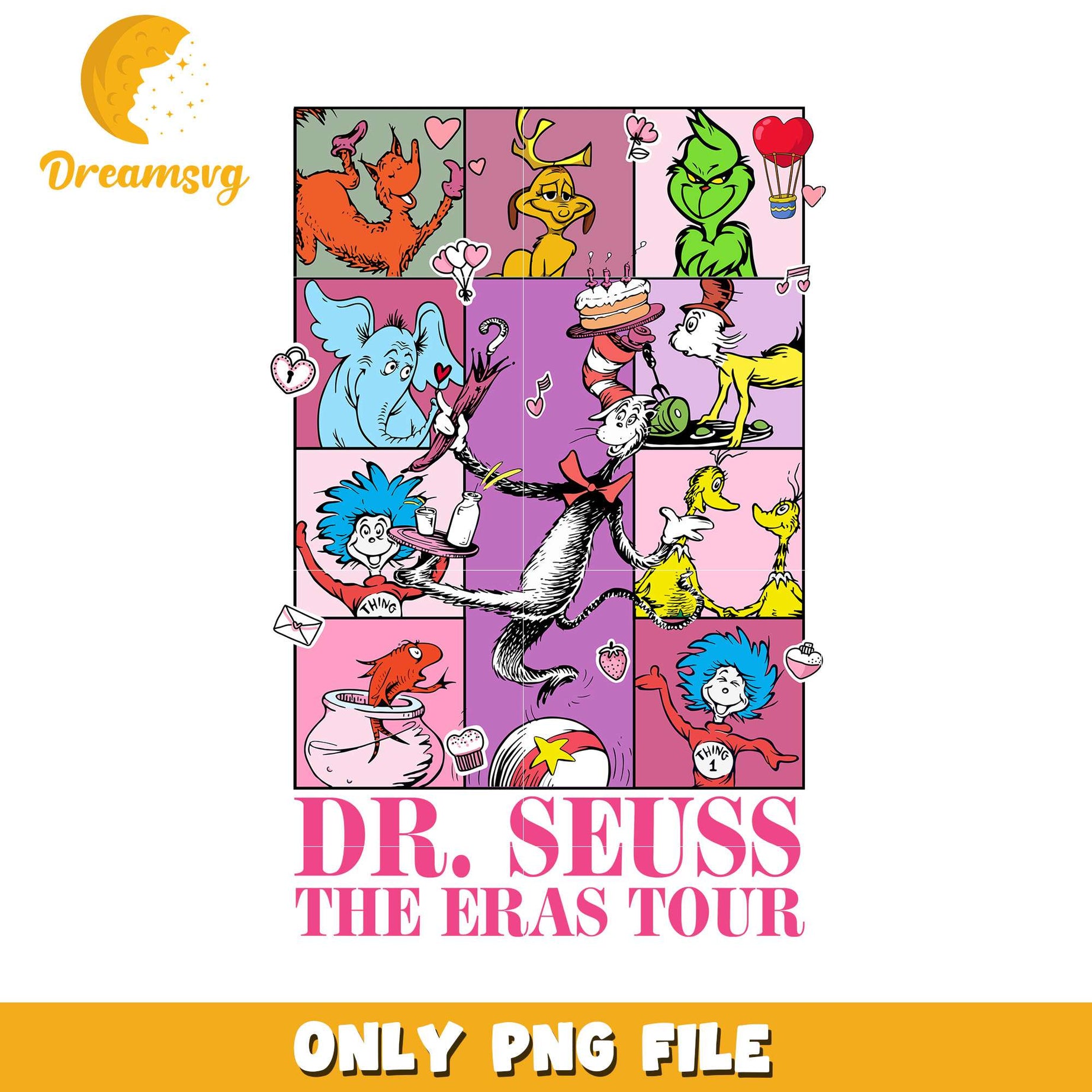 Dr Seuss The Eras Tour Colorful PNG Art Download