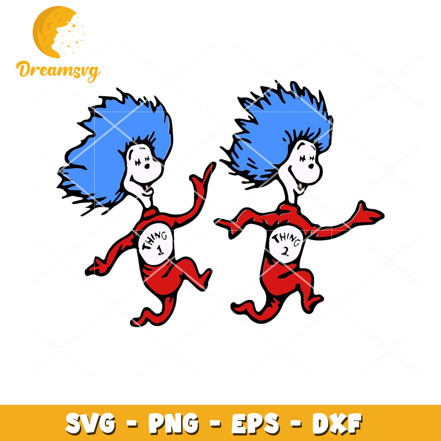 Dr Seuss Thing 1 and Thing 2 SVG Download for Crafts
