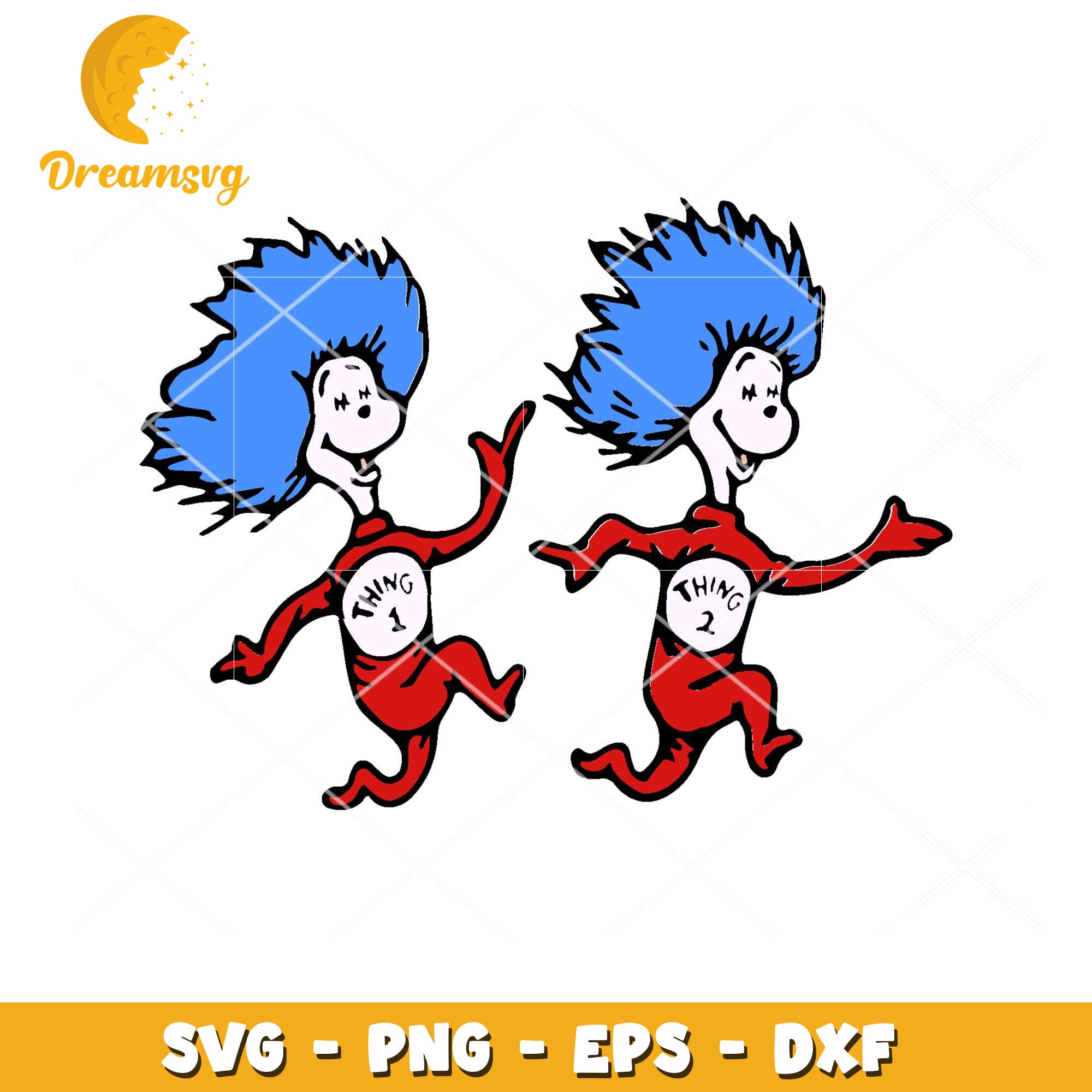 Dr Seuss Thing 1 and Thing 2 SVG Download for Crafts