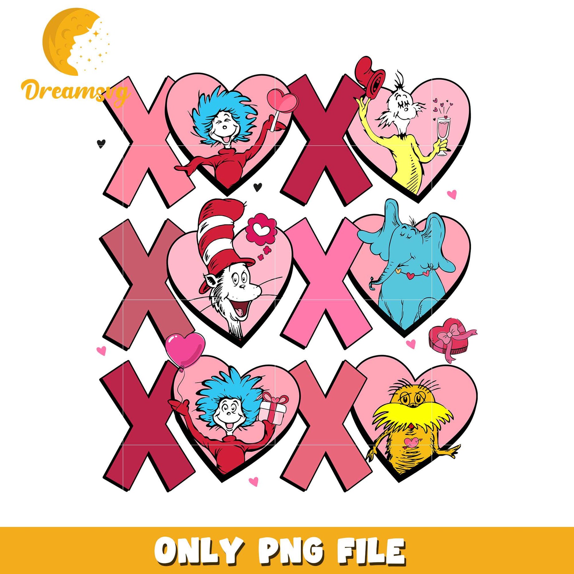 Dr Seuss Valentine Love Hearts PNG Art for Kids Decor