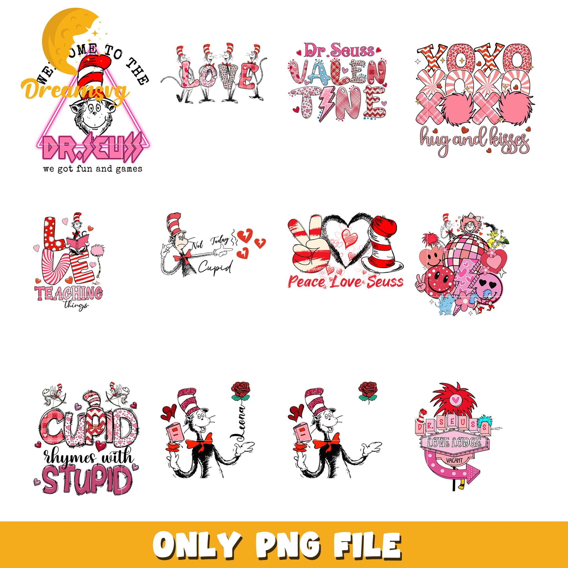 Dr Seuss Valentine PNG Bundle