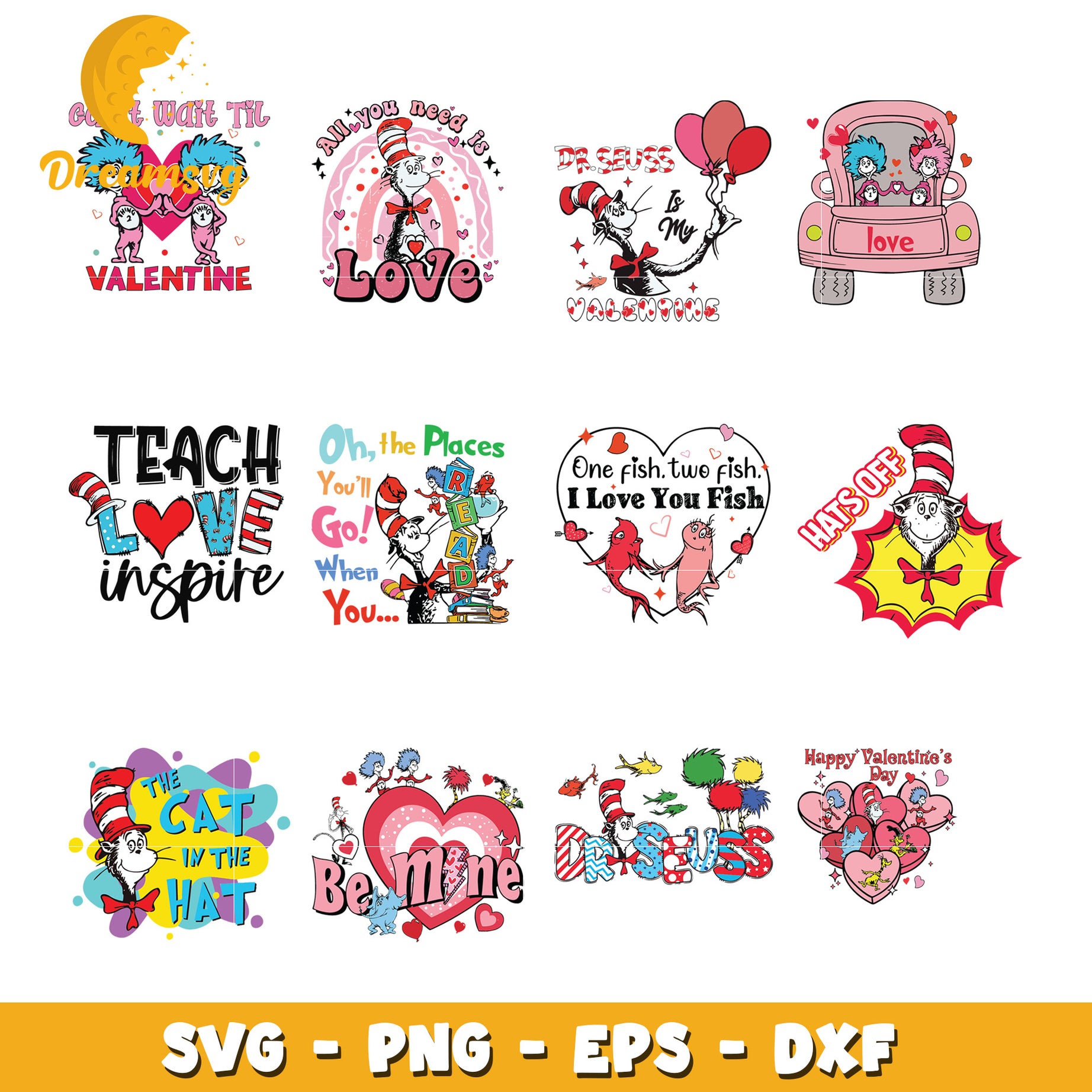 Dr Seuss Valentine SVG Bundle