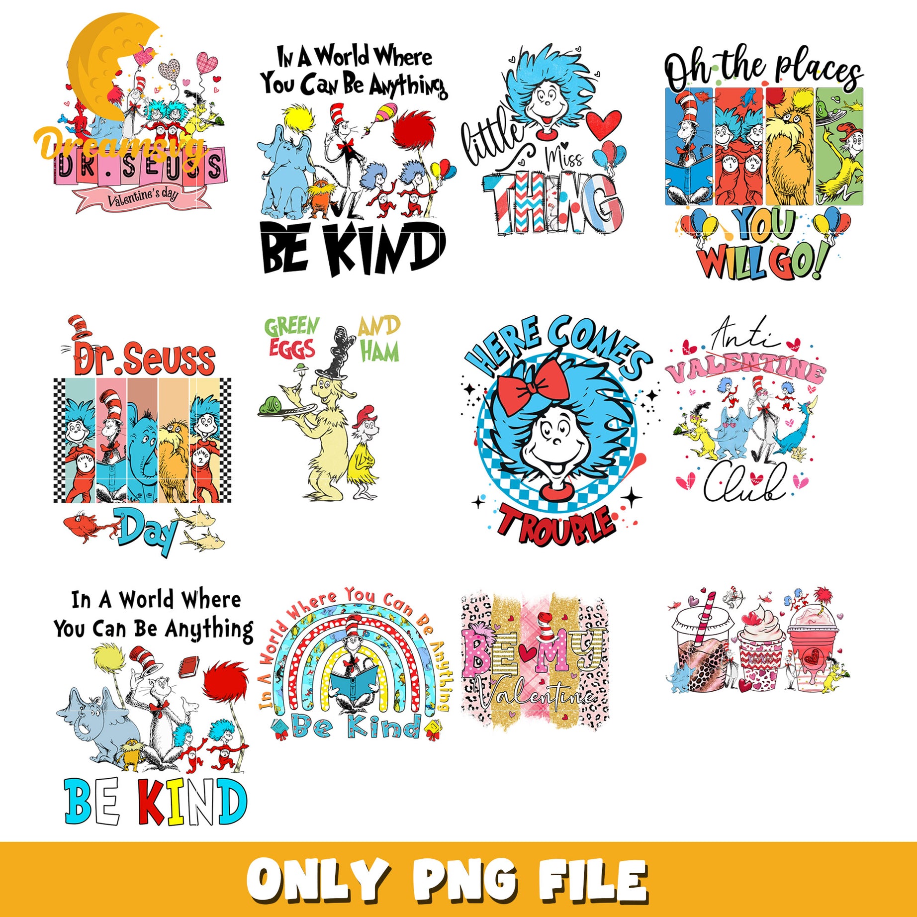 Dr Seuss Valentine's Day Bundle Cute PNG Designs