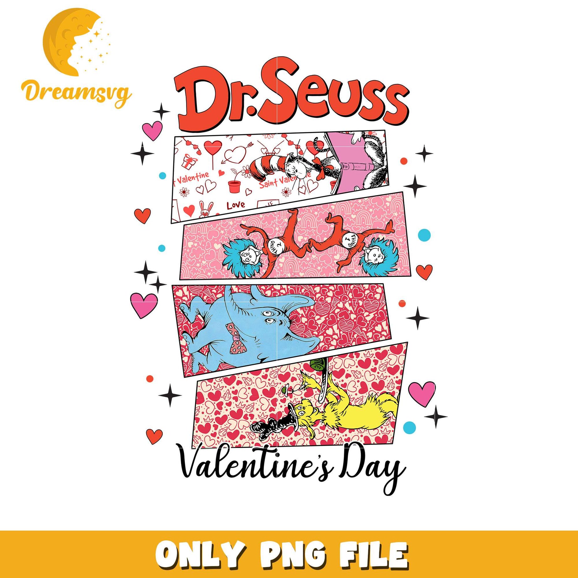 Dr Seuss Valentine's Day PNG Art for Gift and Decor