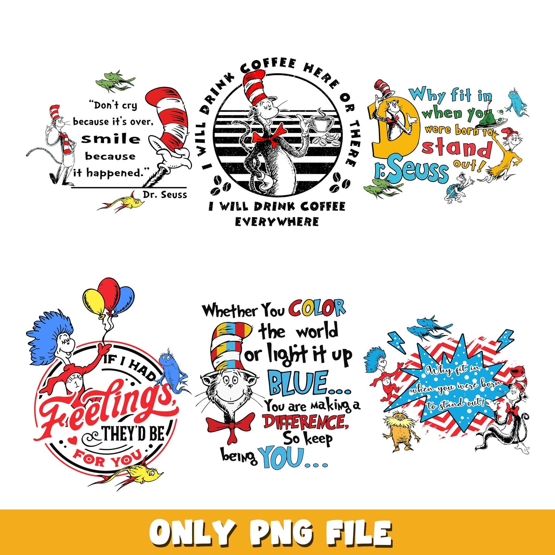 Dr Seuss Cat in hat png, Dr Seuss  bundle png, cartoon png 