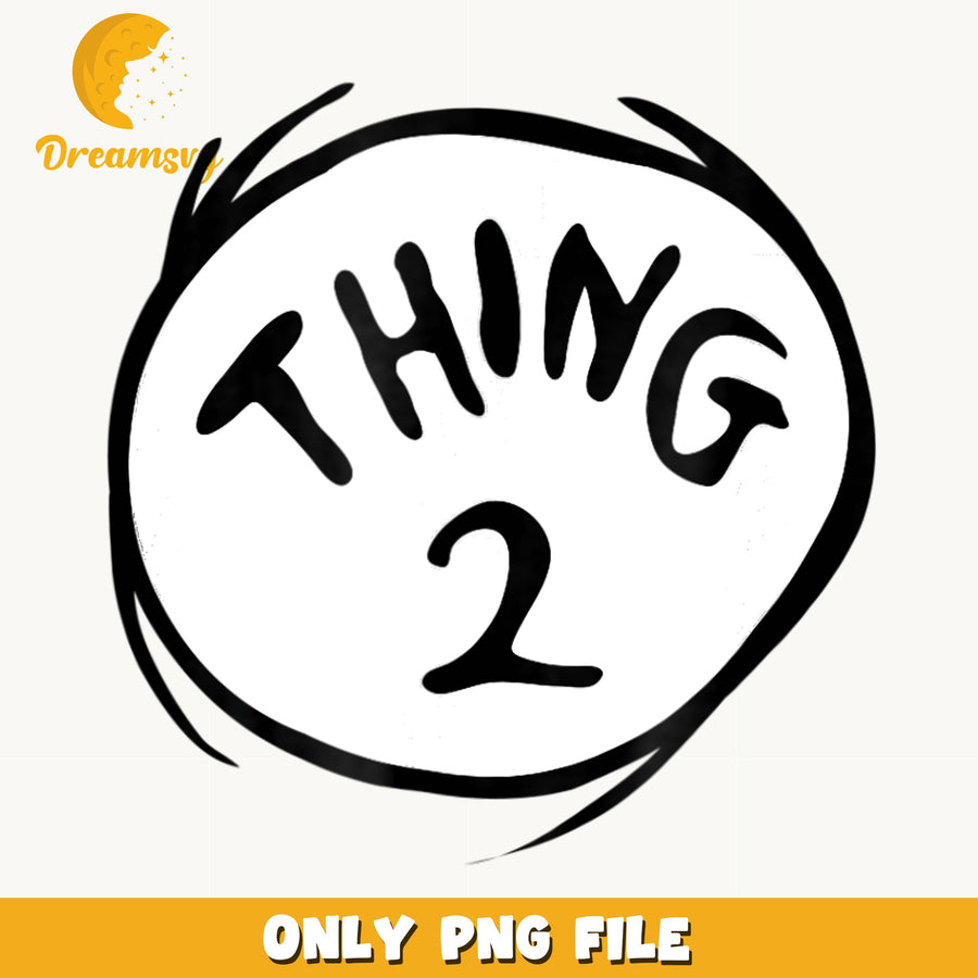 Dr Seuss Thing 2 Circle PNG, Cat In The Hat Design, Kids PNG