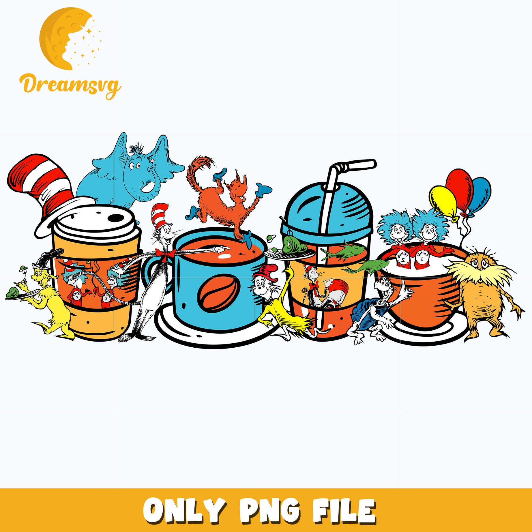 Dr Seuss friends coffee Png