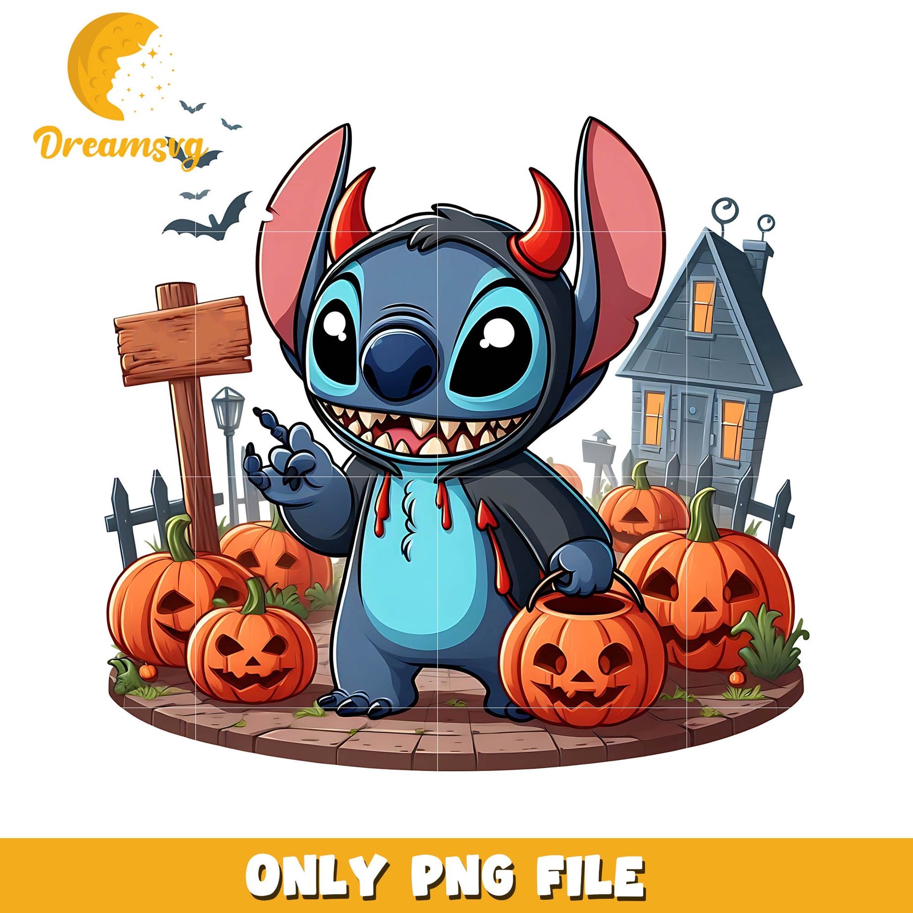 Dracula Stitch halloween png, Disney halloween movie png