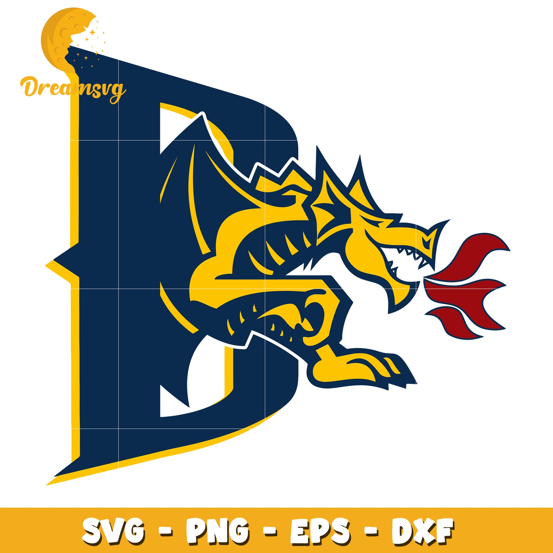 Dragon Letter D SVG PNG EPS DXF