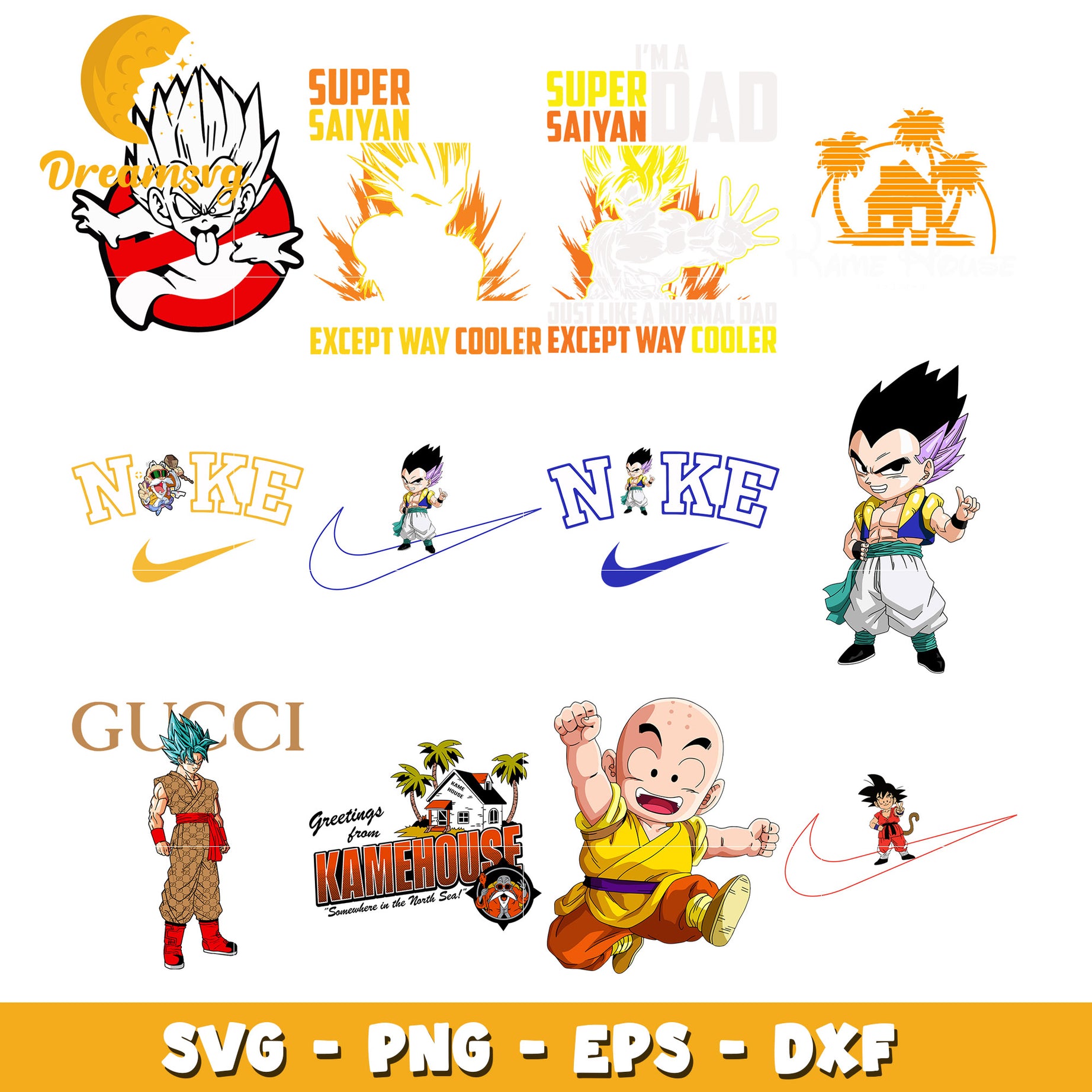 Dragon ball super saiyan bundle design svg, gotenks​ svg