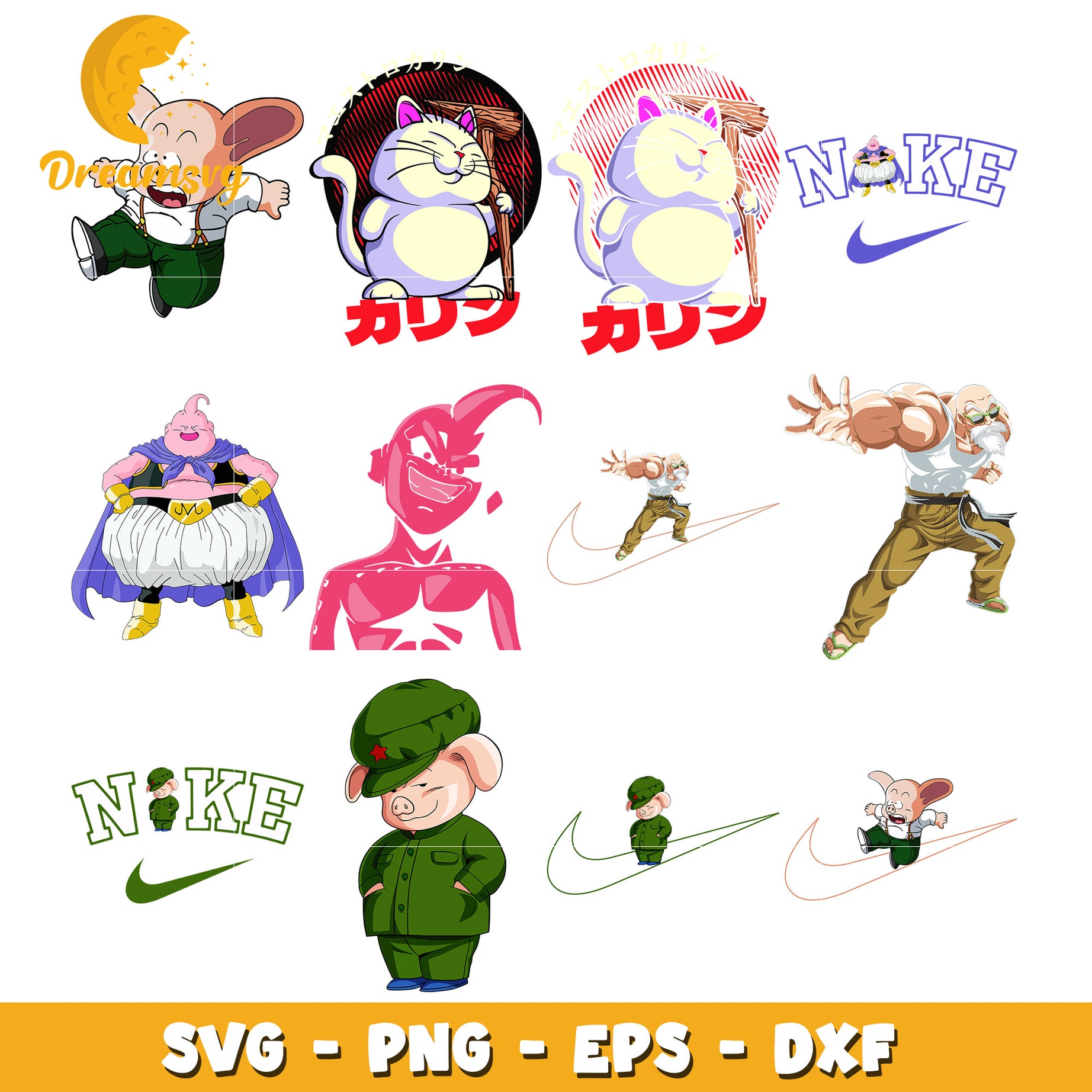 Dragonball majin buu characters bundle design svg, dragon ball svg