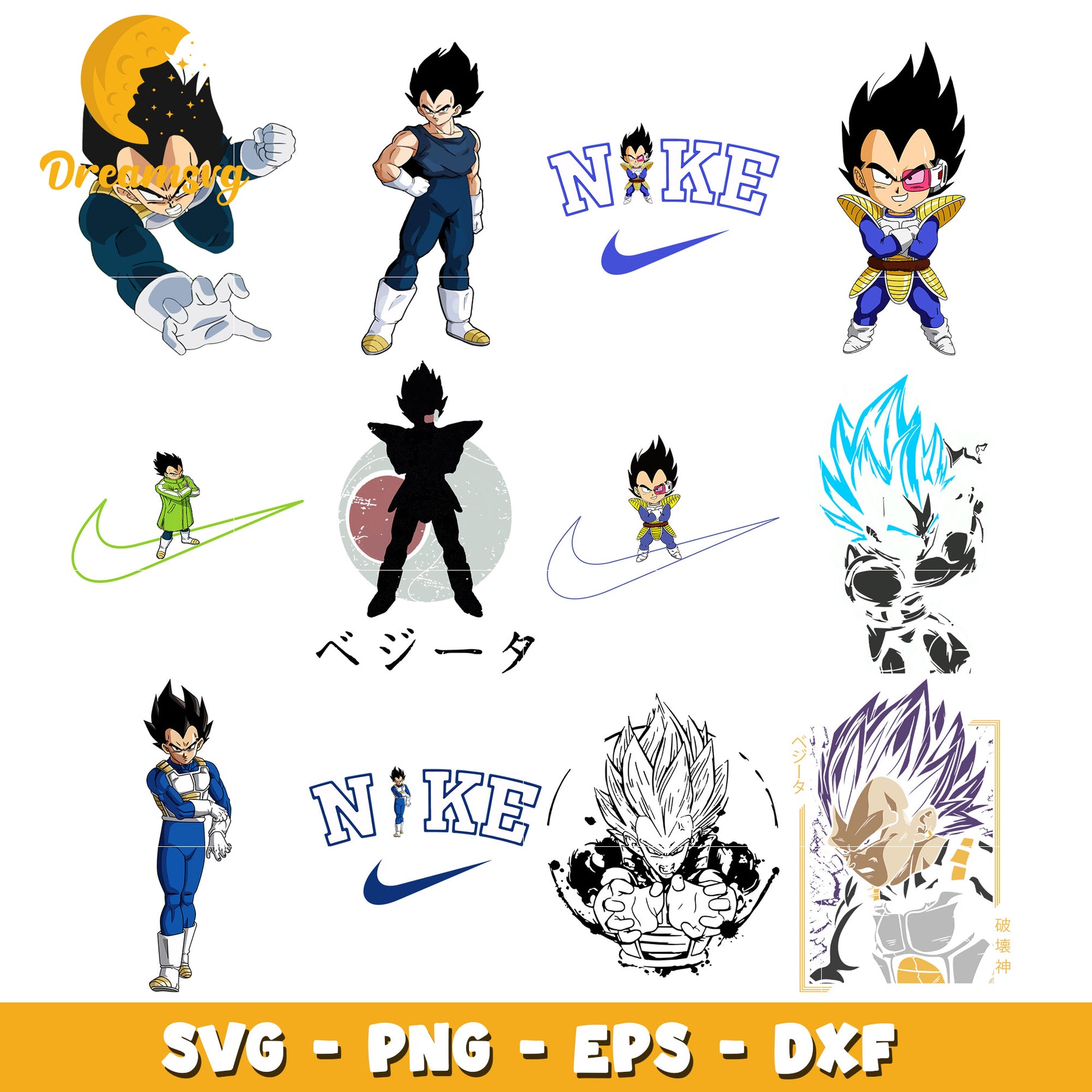 Vegeta dragon ball bundle design svg, vegeta anime​ svg