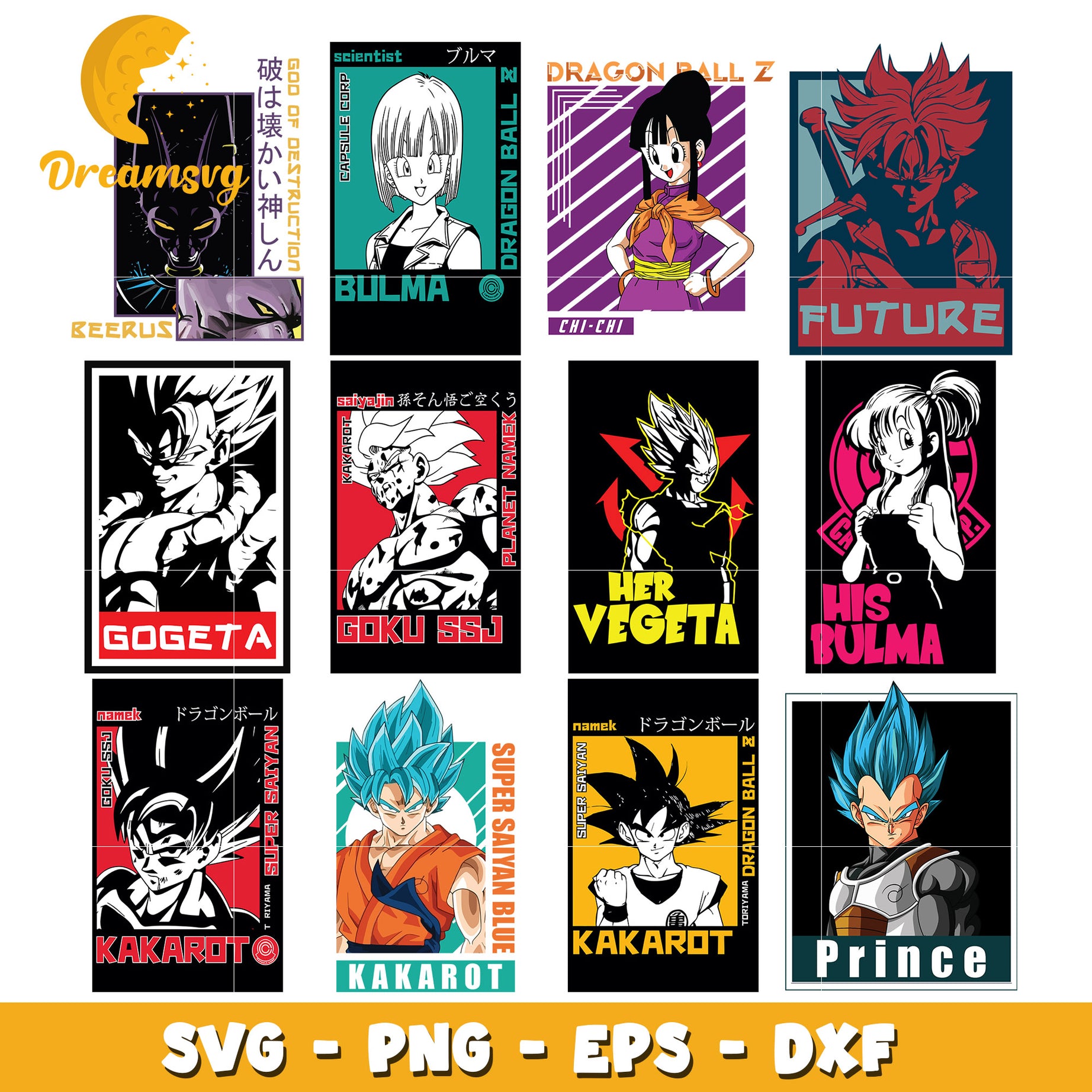 Kakarot super saiyan blue bundle svg, gogeta​ svg, prince vegeta​ svg