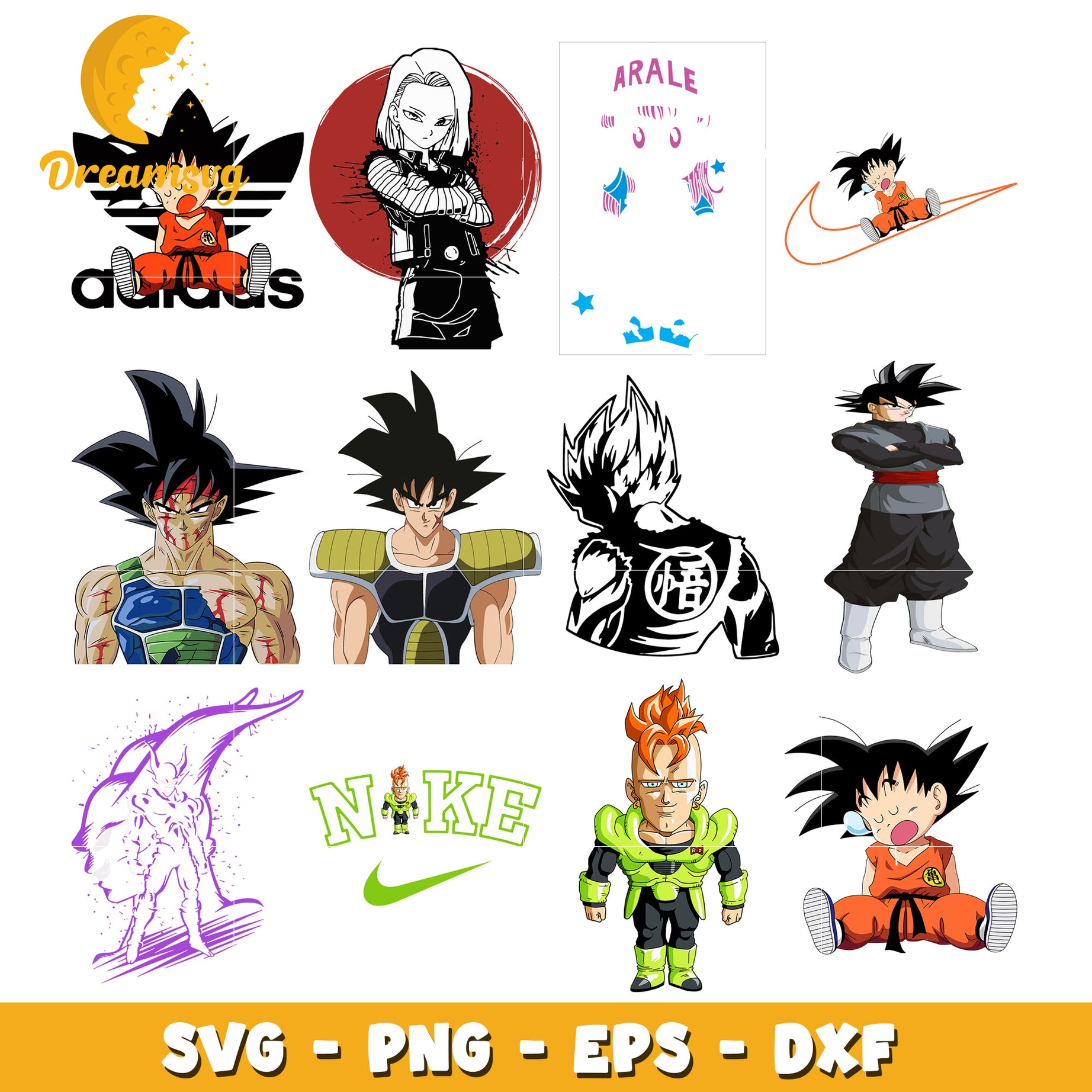 Son goku anime characters bundle svg, dragon ball z anime​ svg