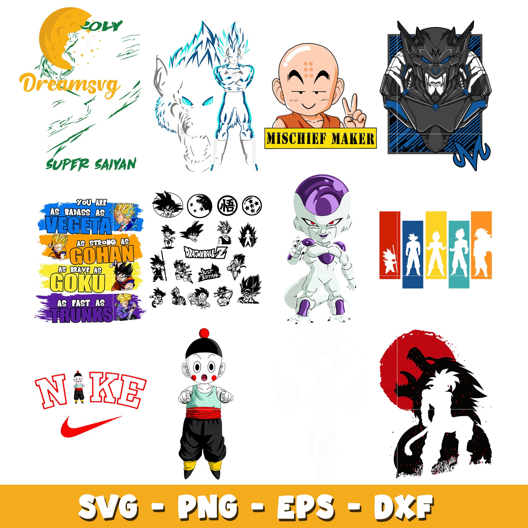 Dragon ball anime character bundle svg, dragon ball z svg