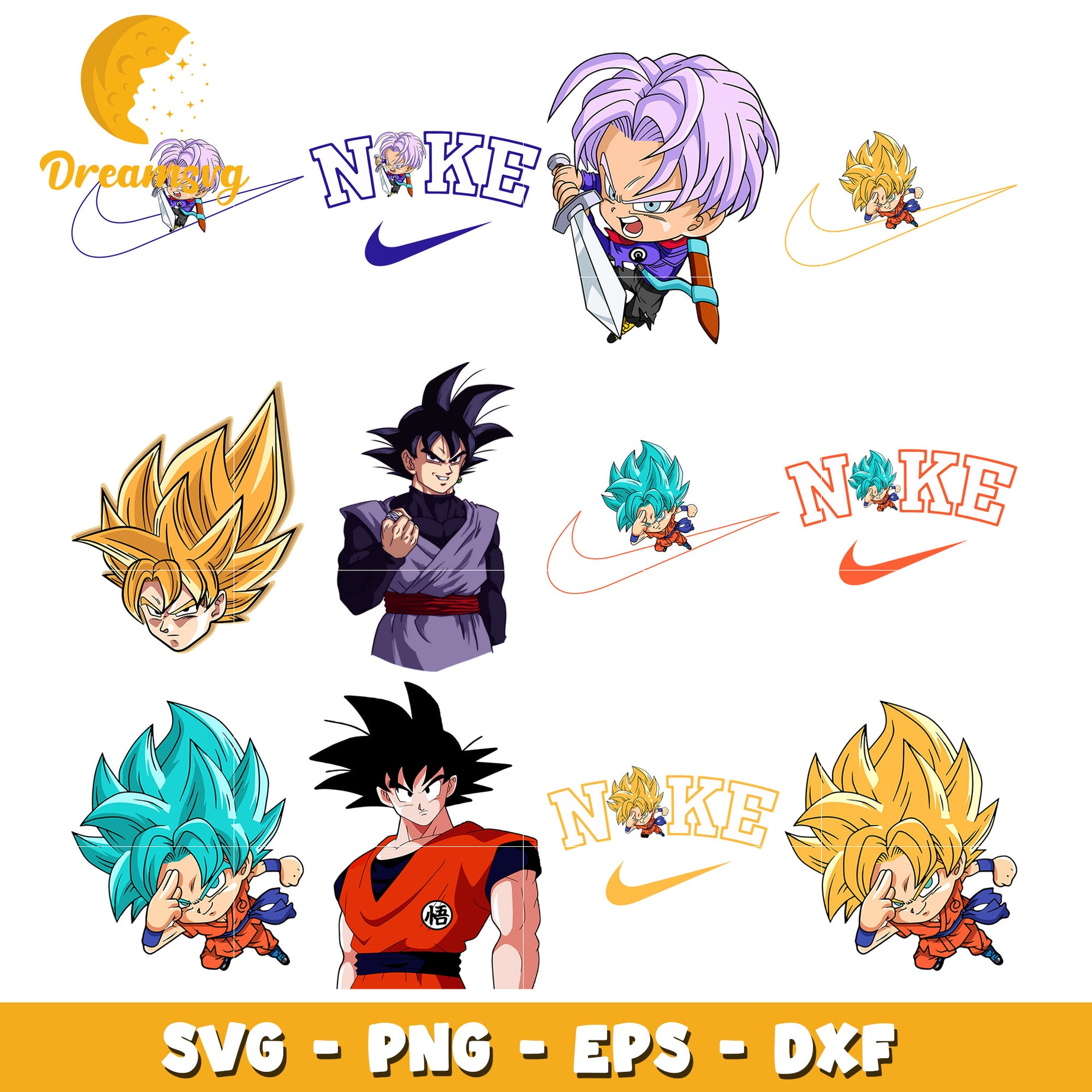 Gogeta chibi dragon ball bundle design svg, dragon ball svg​